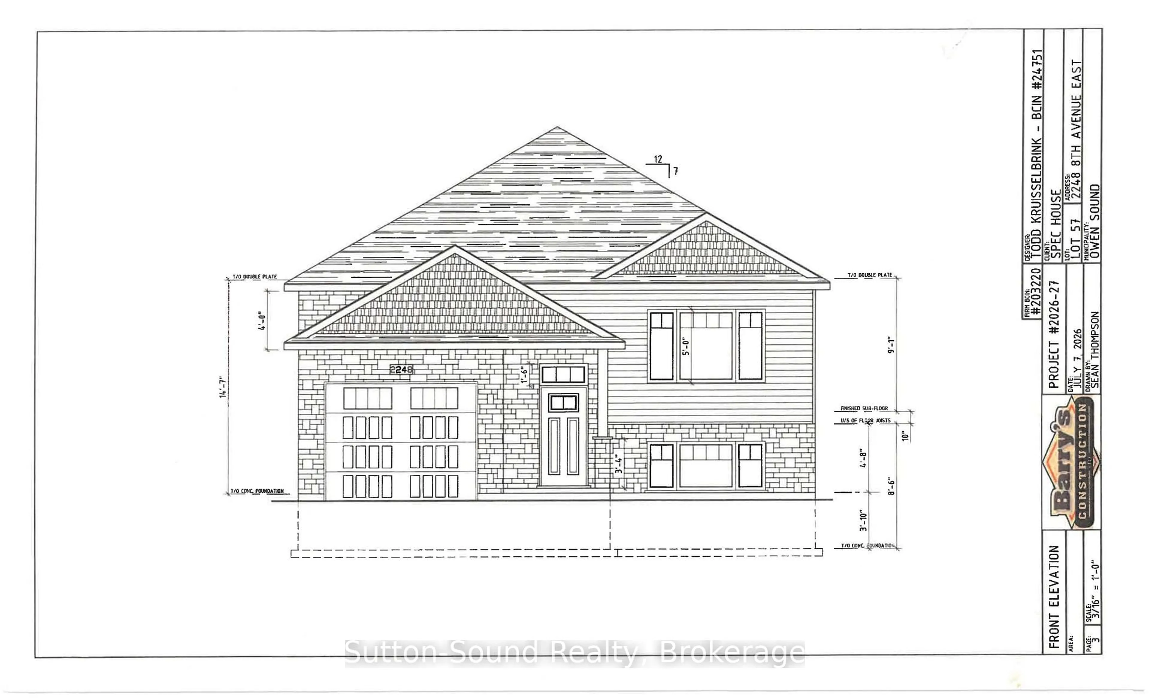 Home with brick exterior material, building for 2248 8th Ave, Owen Sound Ontario N4K 6X1