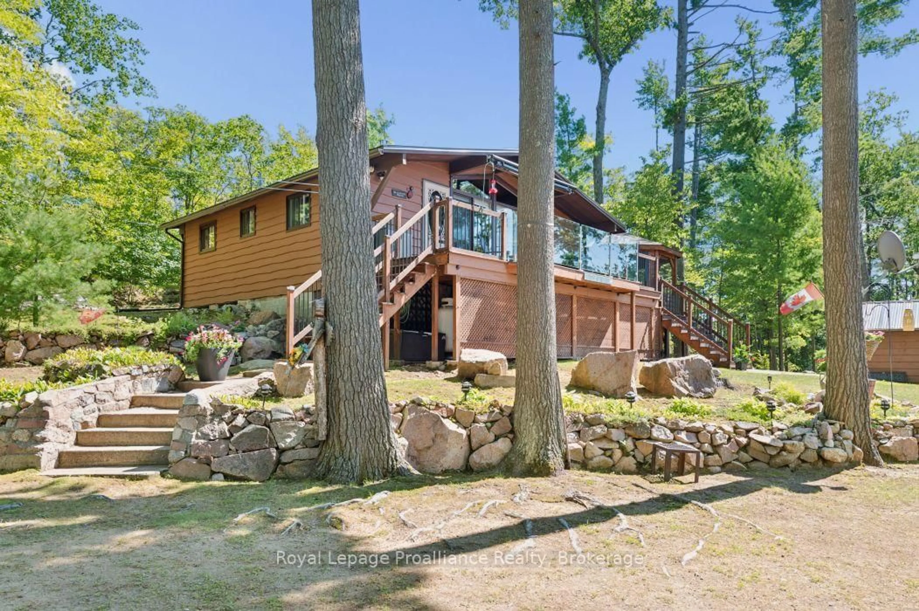 A pic from outside/outdoor area/front of a property/back of a property/a pic from drone, water/lake/river/ocean view for 128 C Sheldrake Lake Rd, Cloyne Ontario K0H 1K0
