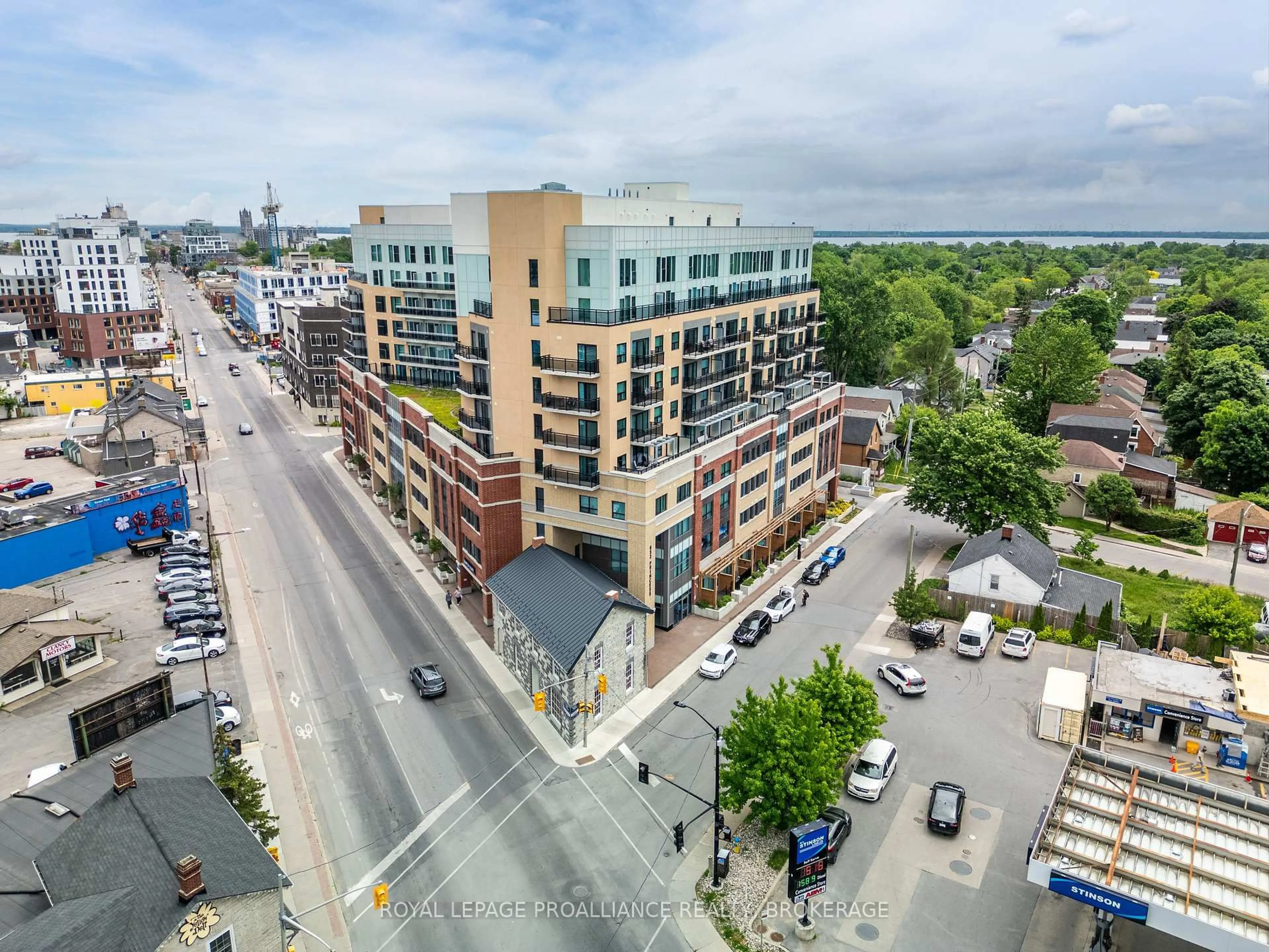 A pic from outside/outdoor area/front of a property/back of a property/a pic from drone, city buildings view from balcony for 652 Princess St #425, Kingston Ontario K7L 1E5