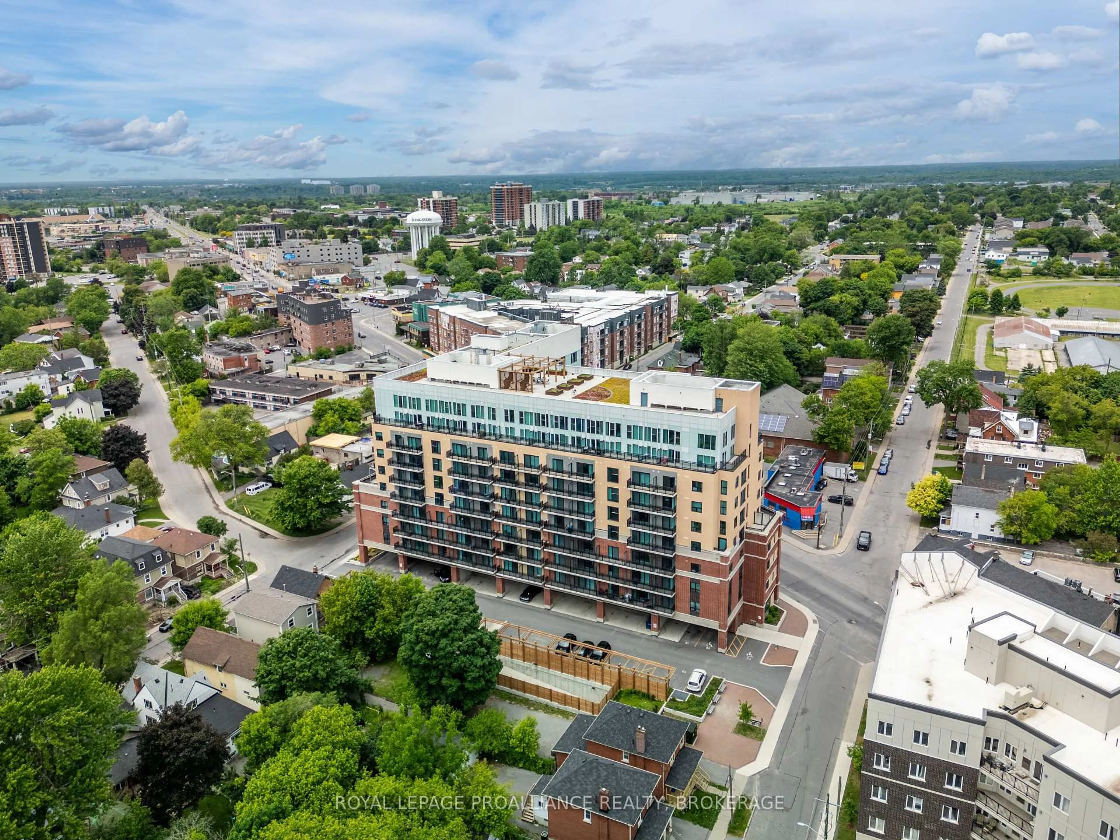 A pic from outside/outdoor area/front of a property/back of a property/a pic from drone, city buildings view from balcony for 652 Princess St #425, Kingston Ontario K7L 1E5