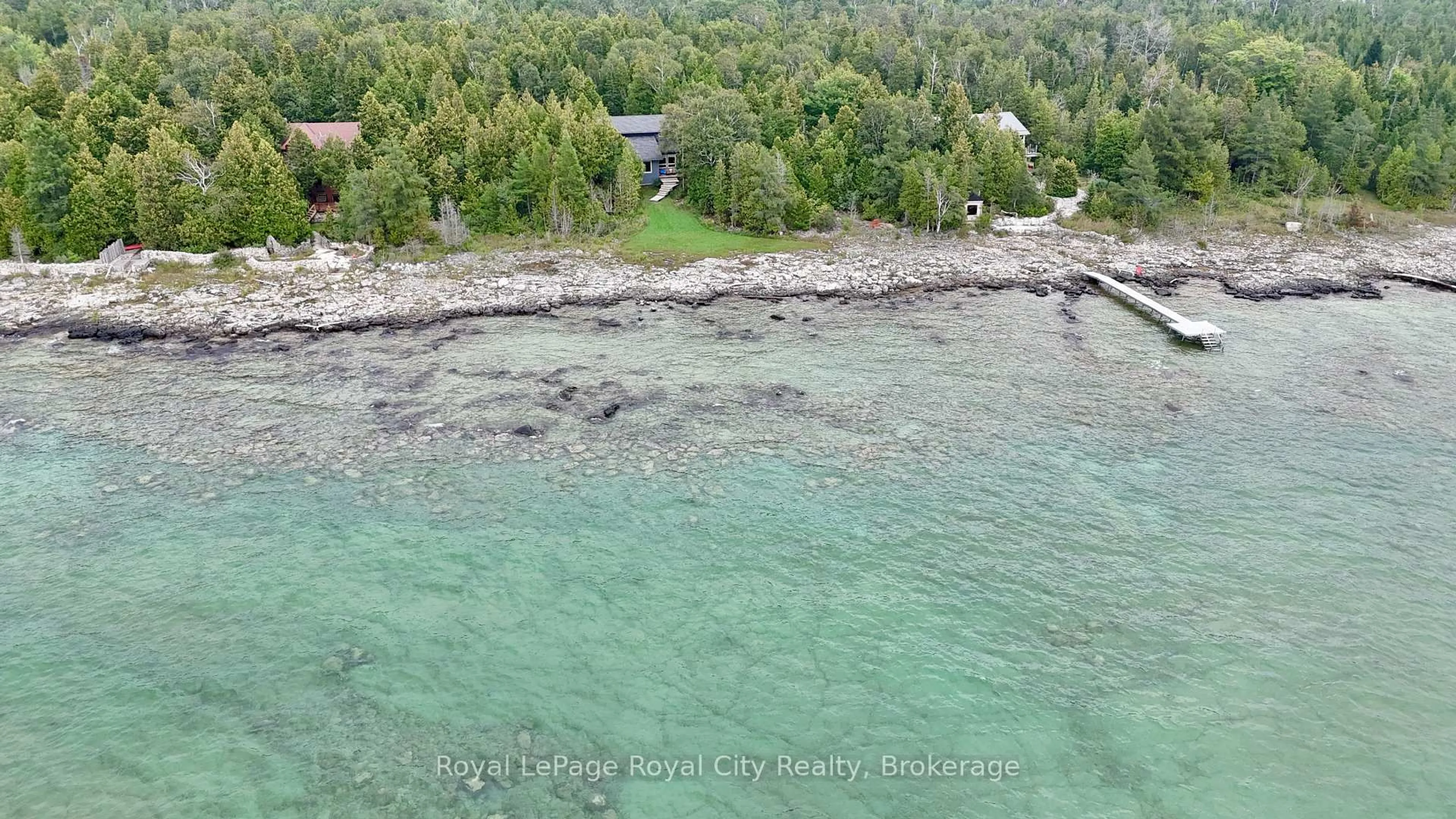A pic from outside/outdoor area/front of a property/back of a property/a pic from drone, water/lake/river/ocean view for 15 Hawes Rd, Northern Bruce Peninsula Ontario N0H 1W0