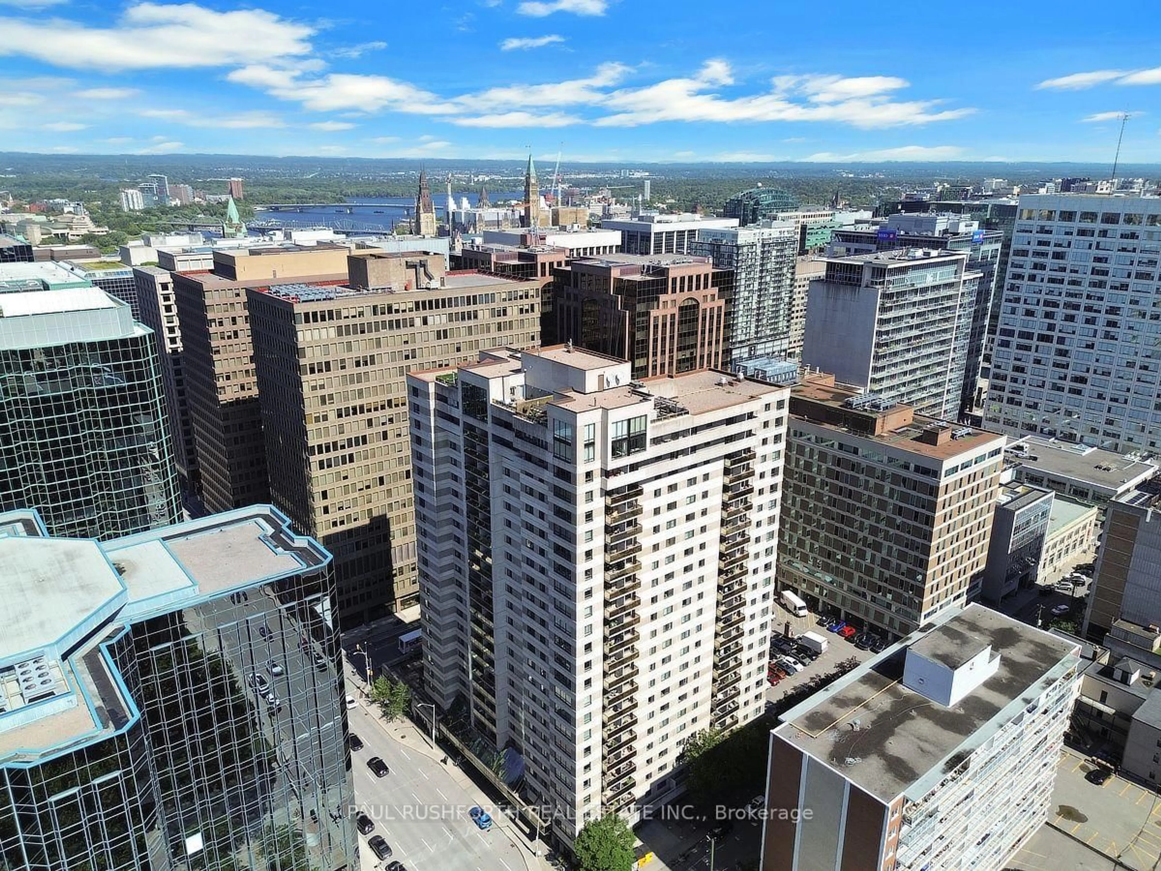 A pic from outside/outdoor area/front of a property/back of a property/a pic from drone, city buildings view from balcony for 199 Kent St #2006, Ottawa Ontario K2P 2K8