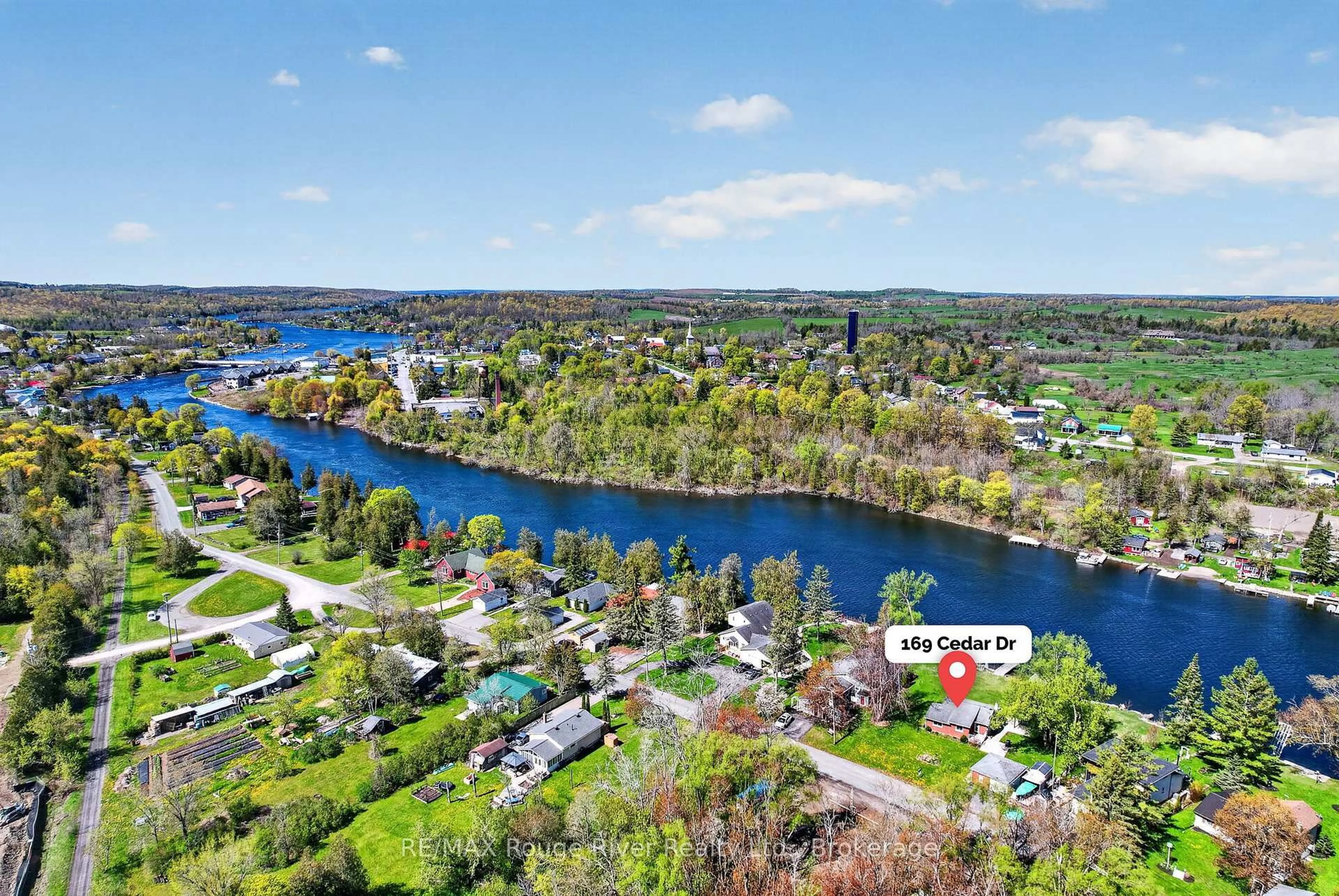A pic from outside/outdoor area/front of a property/back of a property/a pic from drone, water/lake/river/ocean view for 169 Cedar Dr, Trent Hills Ontario K0L 1Y0