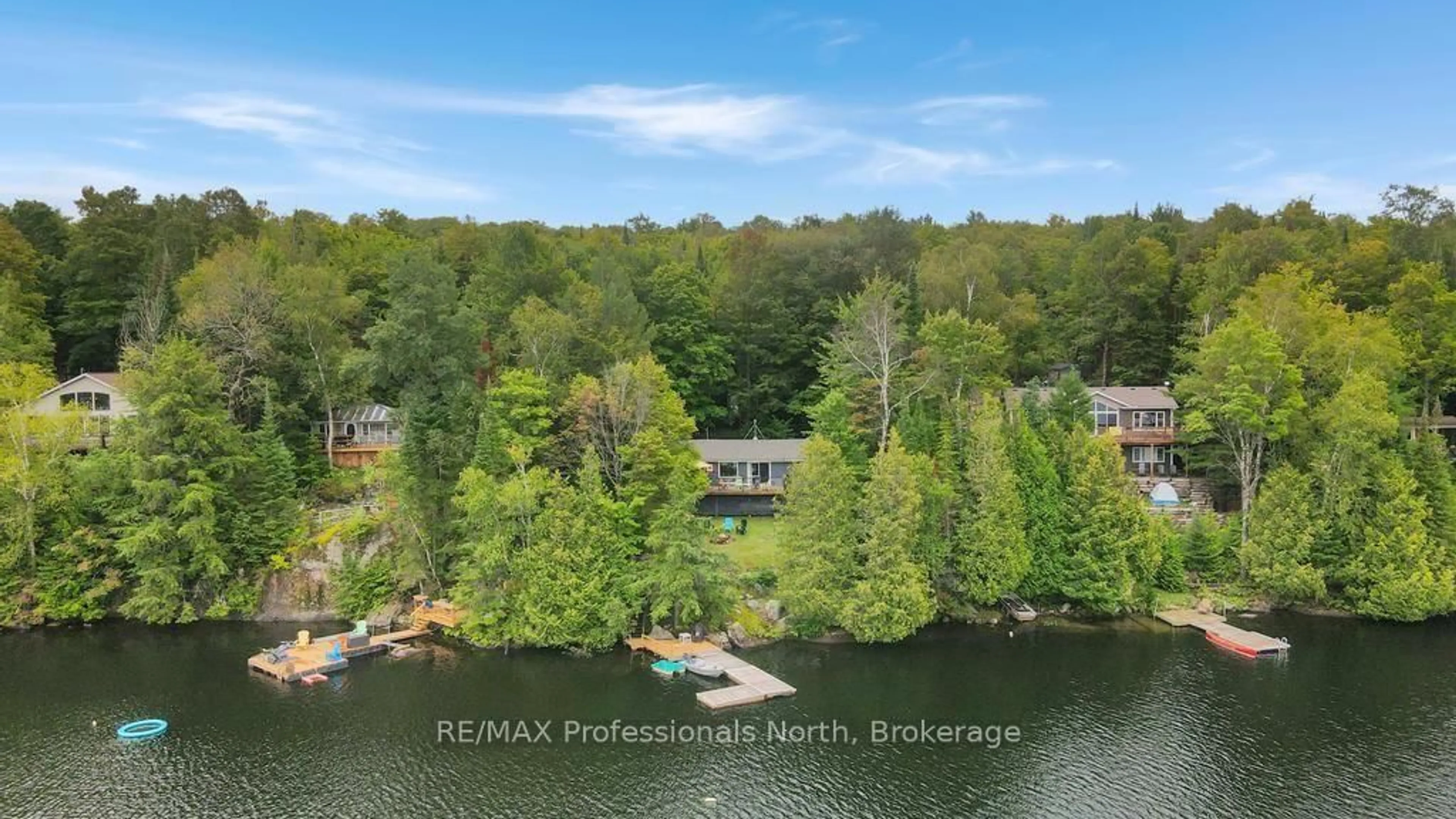 A pic from outside/outdoor area/front of a property/back of a property/a pic from drone, water/lake/river/ocean view for 1036 Bad Habit Tr, Dysart et al Ontario K0M 1S0