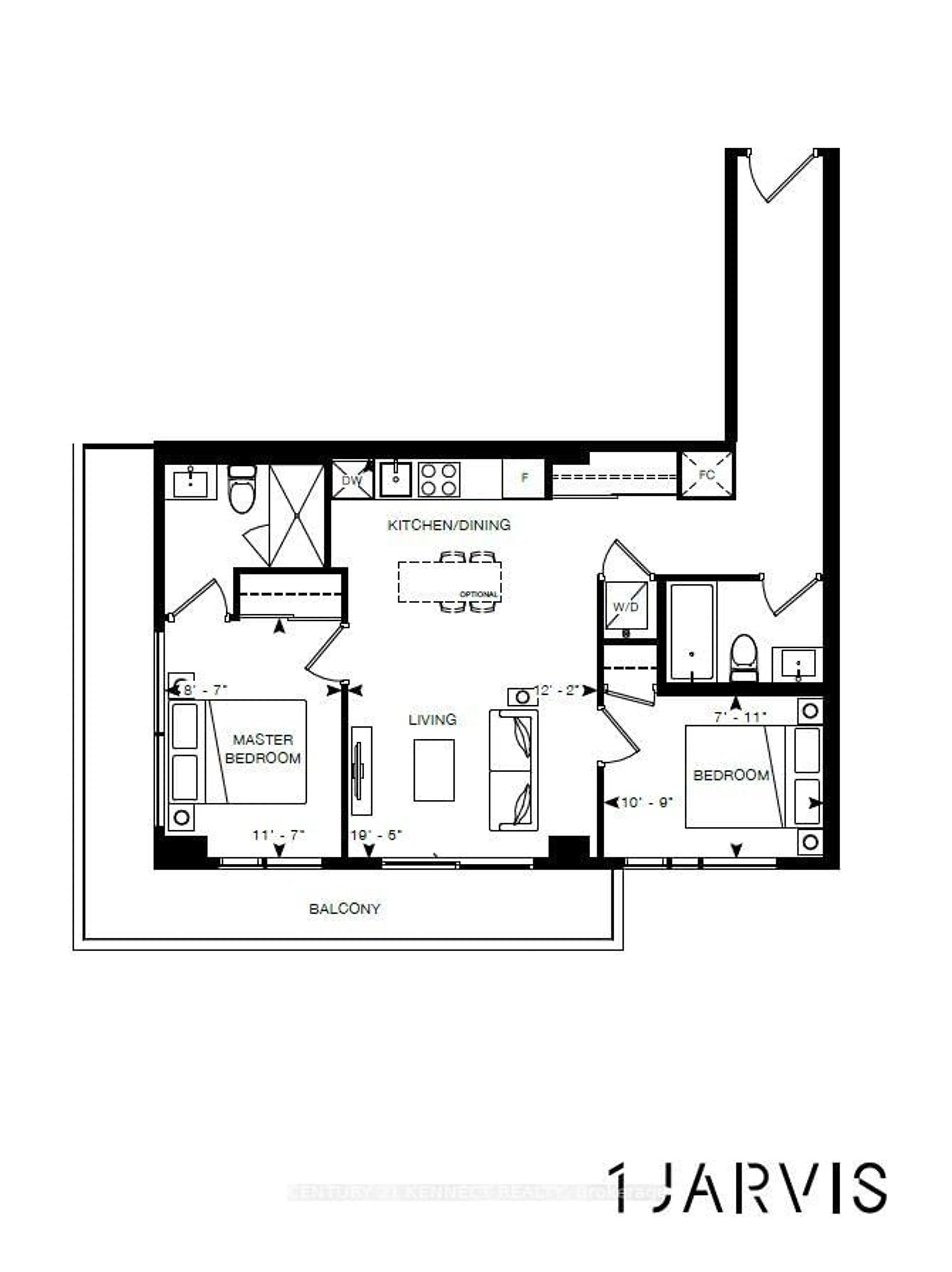 Floor plan for 1 Jarvis St #1108, Hamilton Ontario L8R 3J2