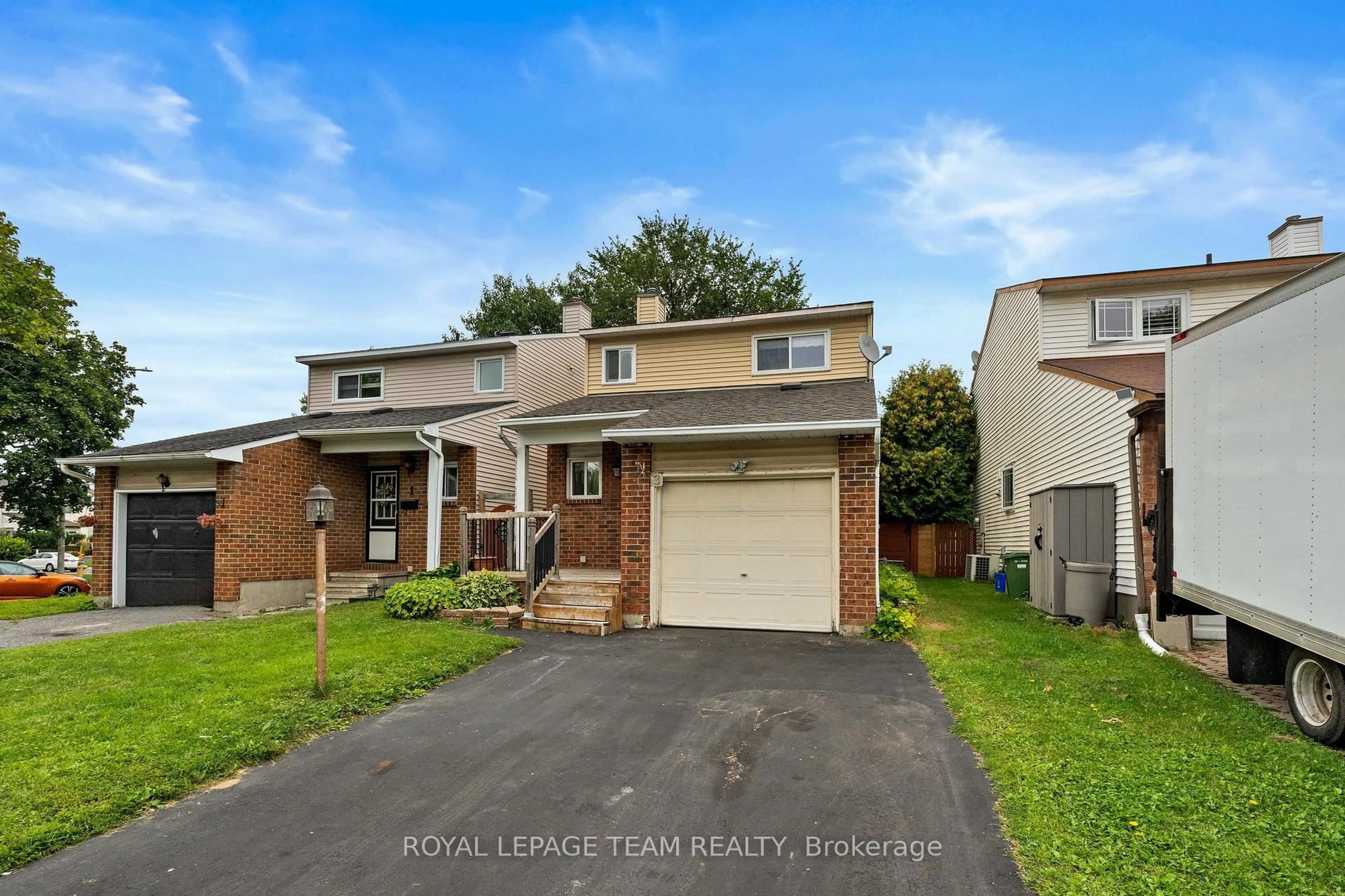 Home with vinyl exterior material, street for 3 Benlark Rd, Barrhaven Ontario K2J 2L5