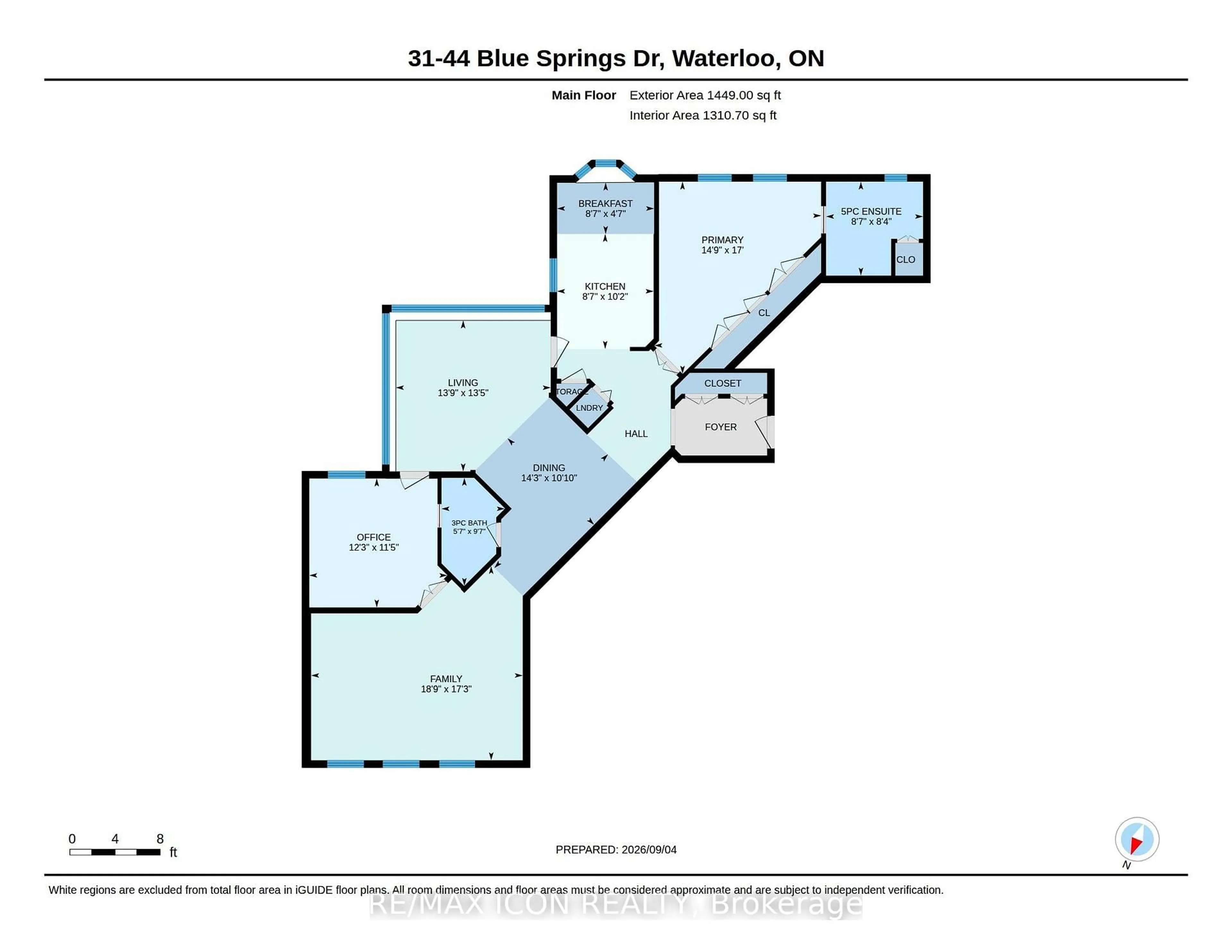 Floor plan for 45 Blue Springs Dr #31, Waterloo Ontario N2J 4P1
