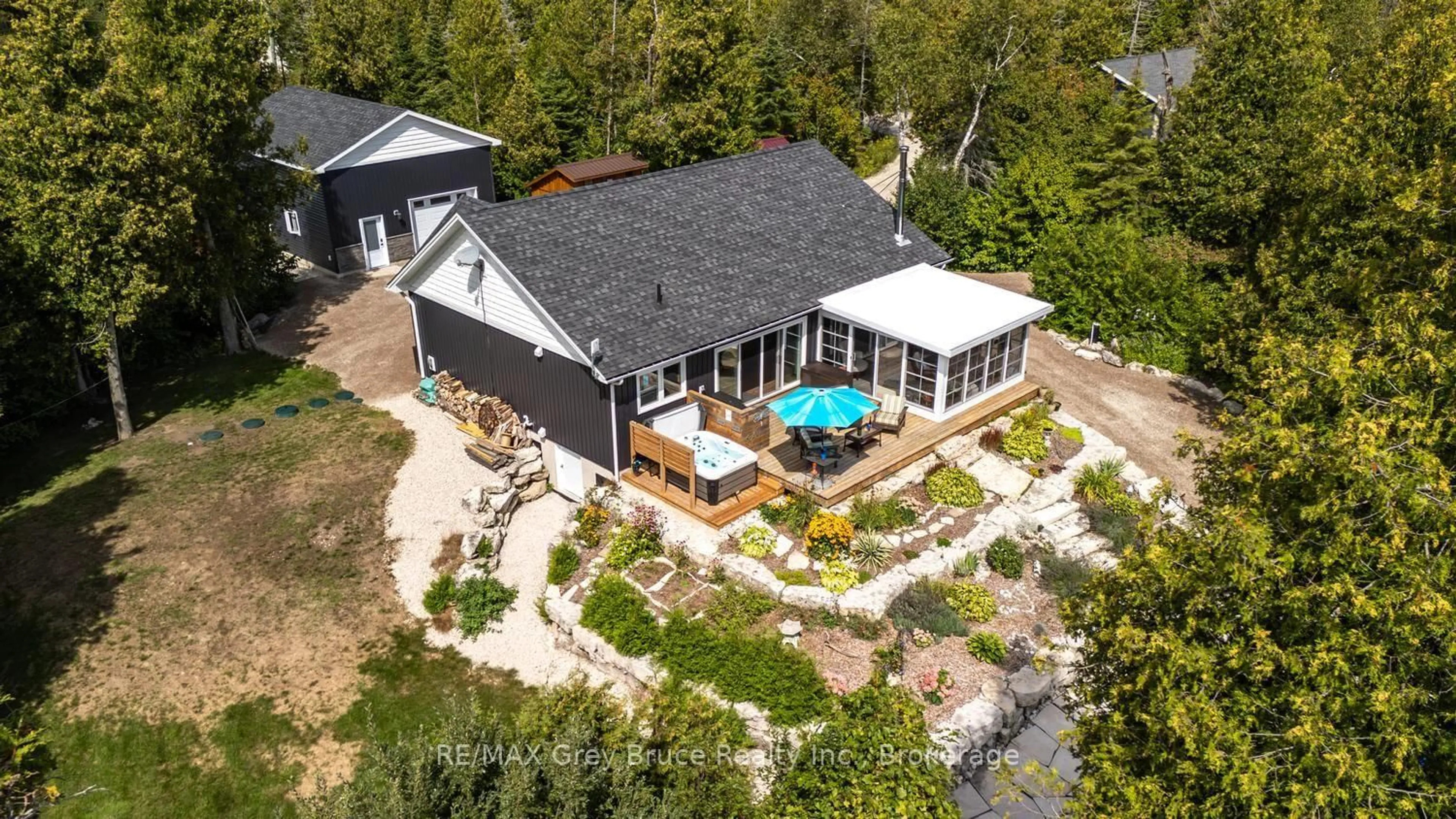 A pic from outside/outdoor area/front of a property/back of a property/a pic from drone, water/lake/river/ocean view for 145 Devils Glen, Northern Bruce Peninsula Ontario N0H 2T0