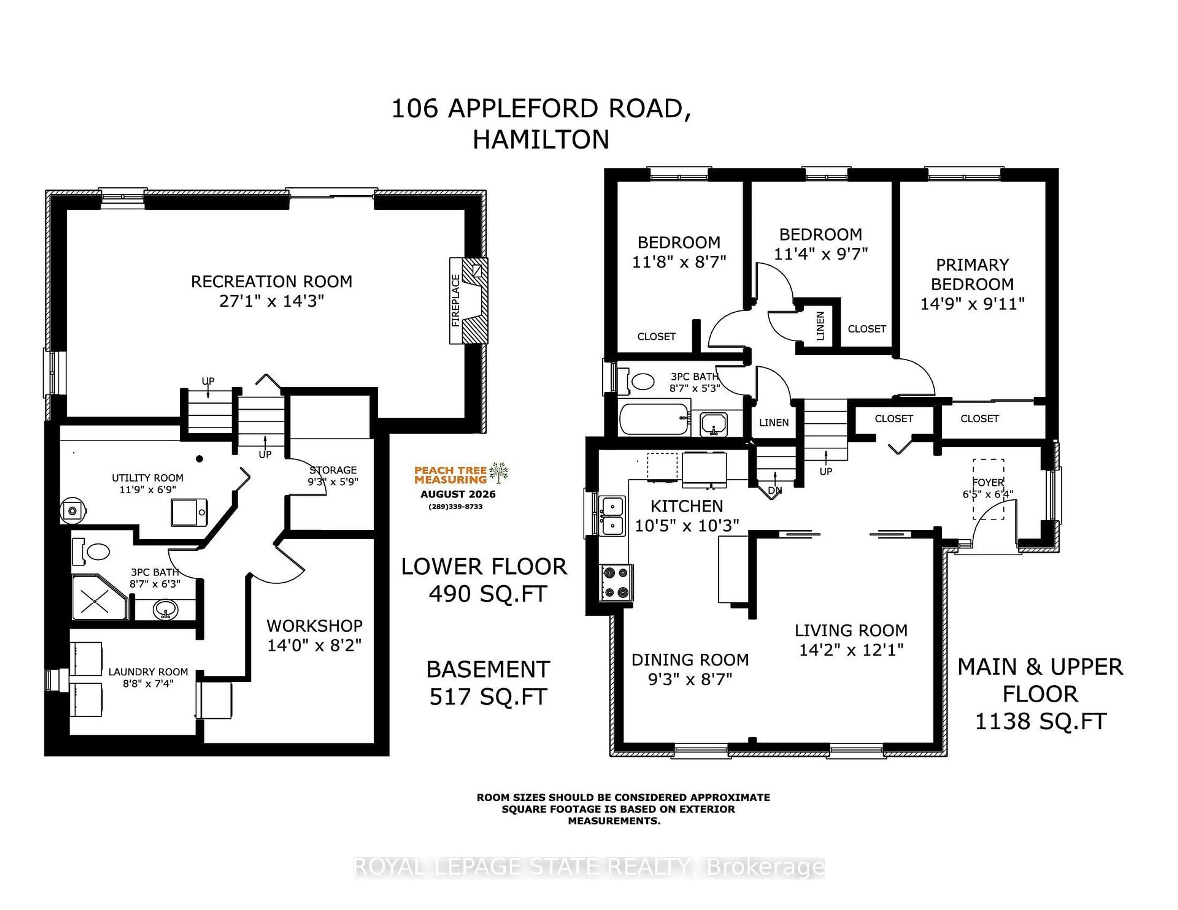 Floor plan for 106 Appleford Rd, Hamilton Ontario L9C 6B8