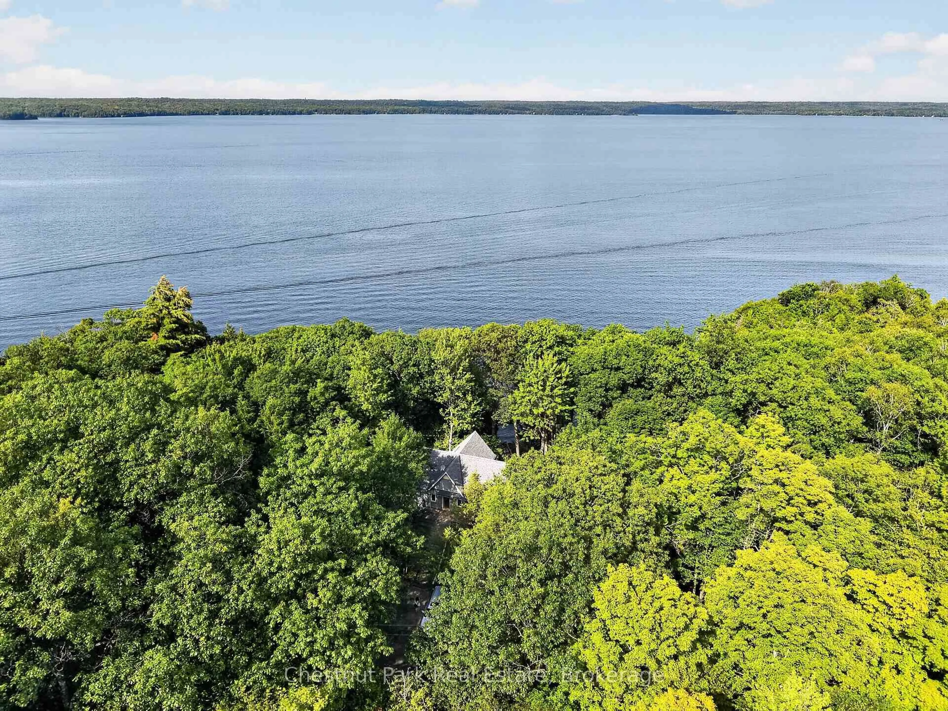 A pic from outside/outdoor area/front of a property/back of a property/a pic from drone, water/lake/river/ocean view for 1119 - 28 Skeleton Lake 2 Rd Rd, Muskoka Lakes Ontario P0B 1M0