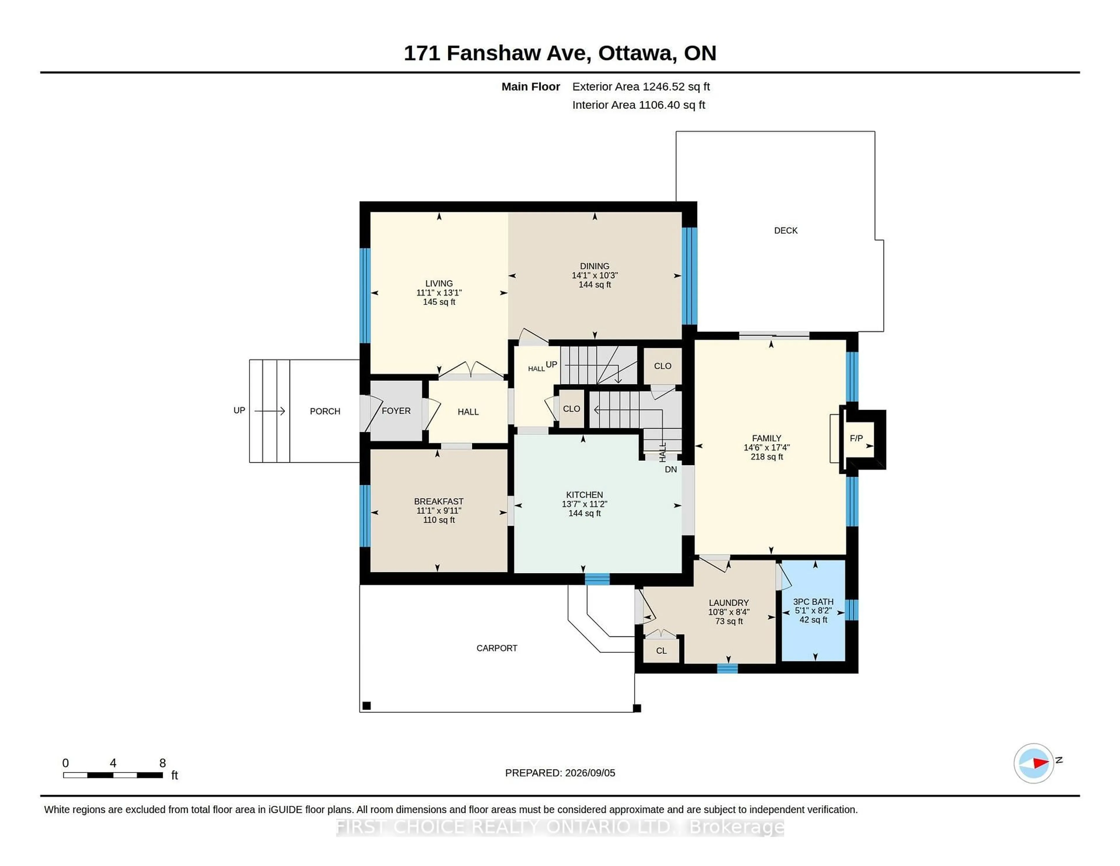 Floor plan for 171 Fanshaw Ave, Ottawa Ontario K1H 6C8
