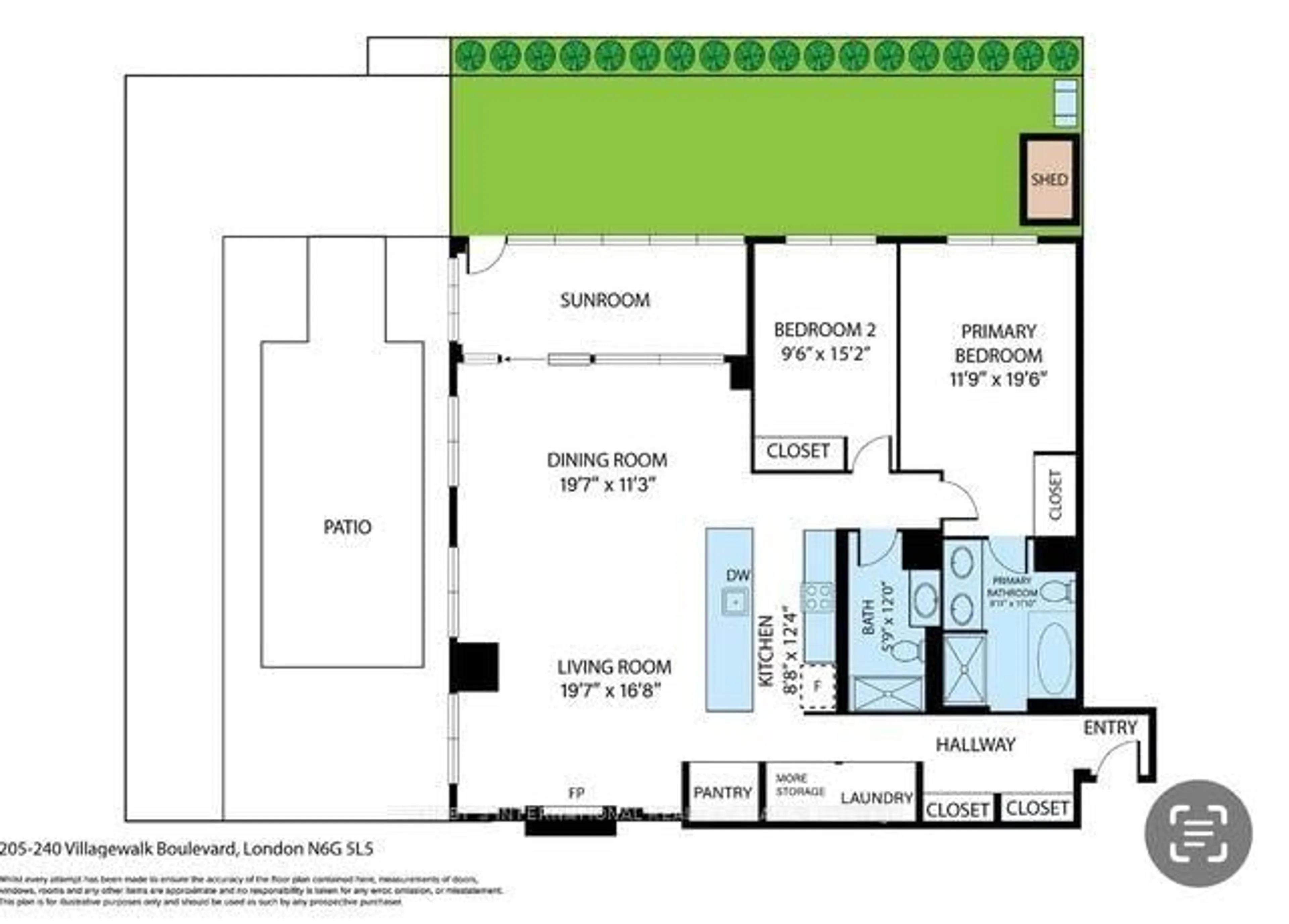 Floor plan for 240 Villagewalk Blvd #205, London North Ontario N6G 0P6