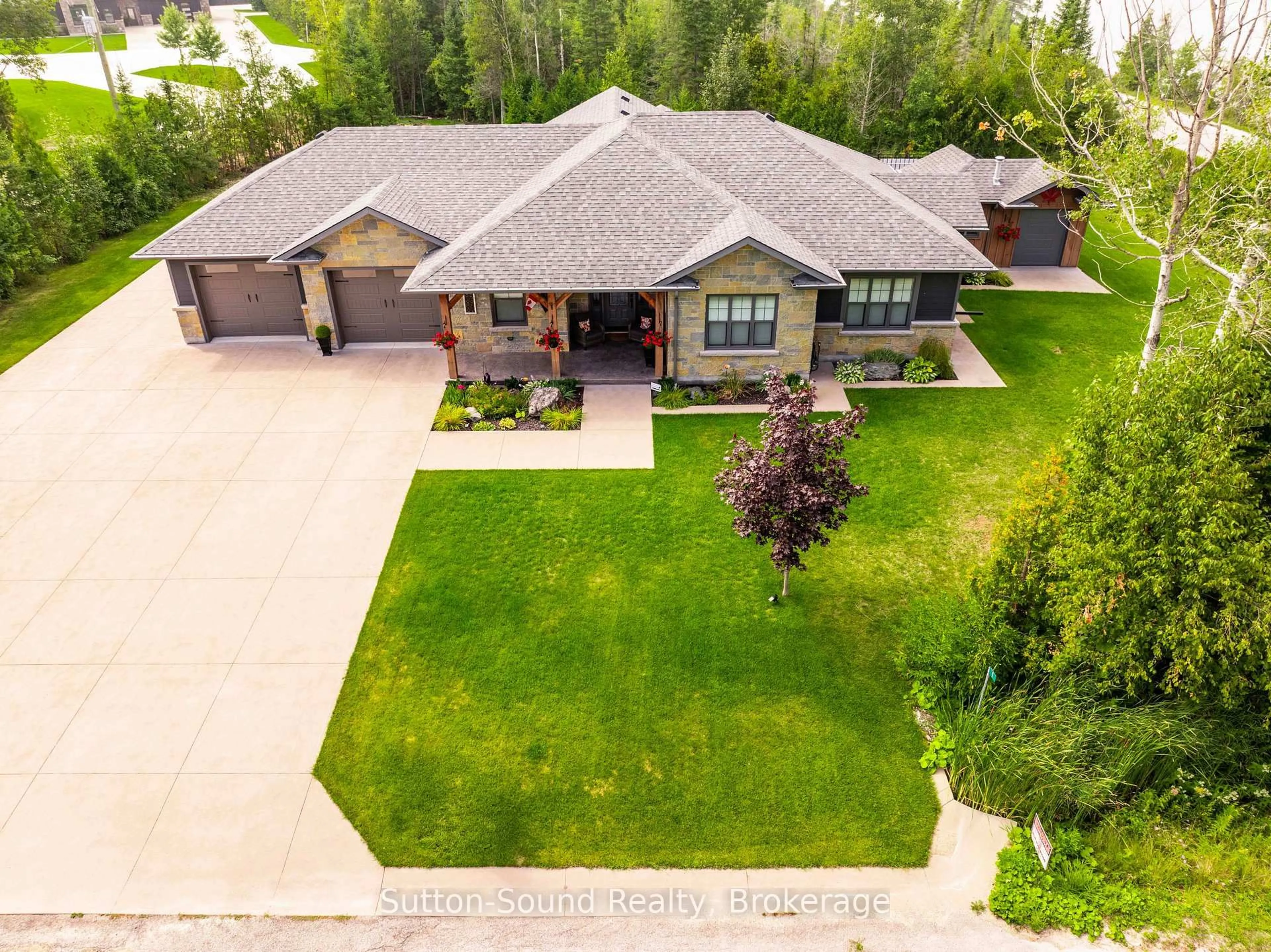 A pic from outside/outdoor area/front of a property/back of a property/a pic from drone, street for 1 Walker Way, South Bruce Peninsula Ontario N0H 2G0