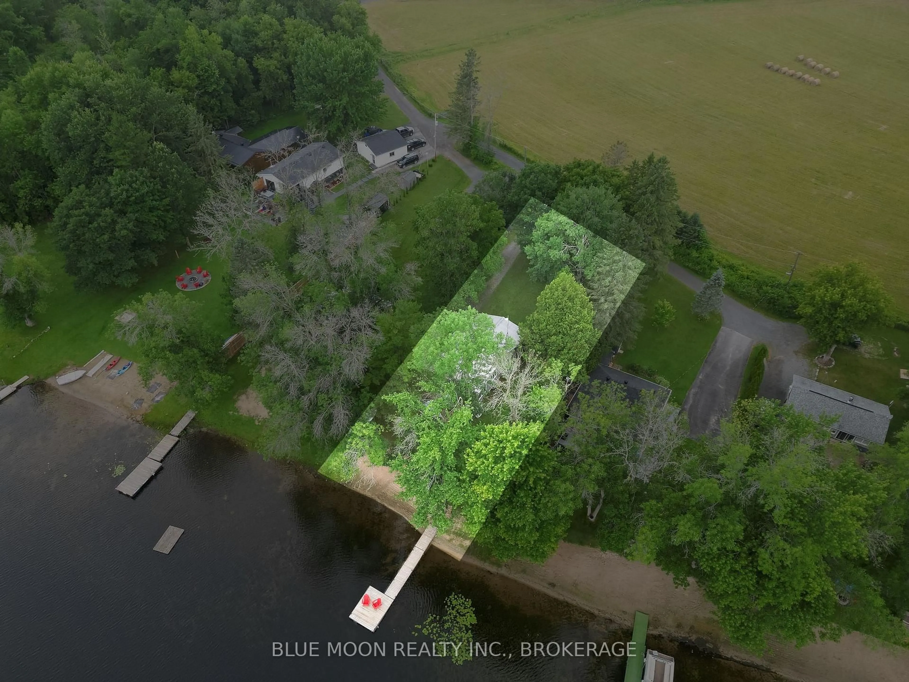 A pic from outside/outdoor area/front of a property/back of a property/a pic from drone, water/lake/river/ocean view for 1058 Memory Lane, Verona Ontario K0H 2W0