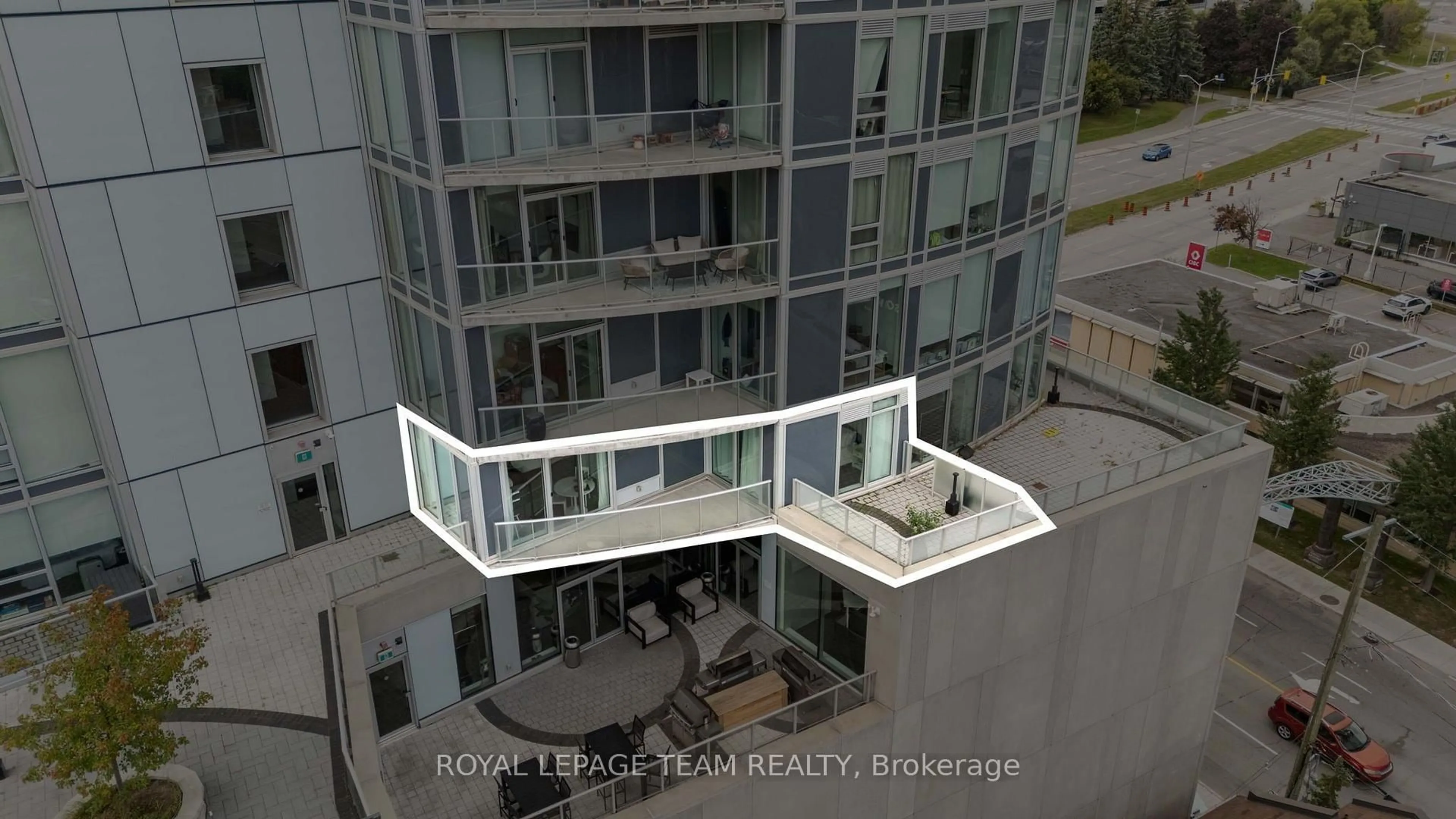 A pic from outside/outdoor area/front of a property/back of a property/a pic from drone, city buildings view from balcony for 805 Carling Ave #501, Ottawa Ontario K1S 5W9