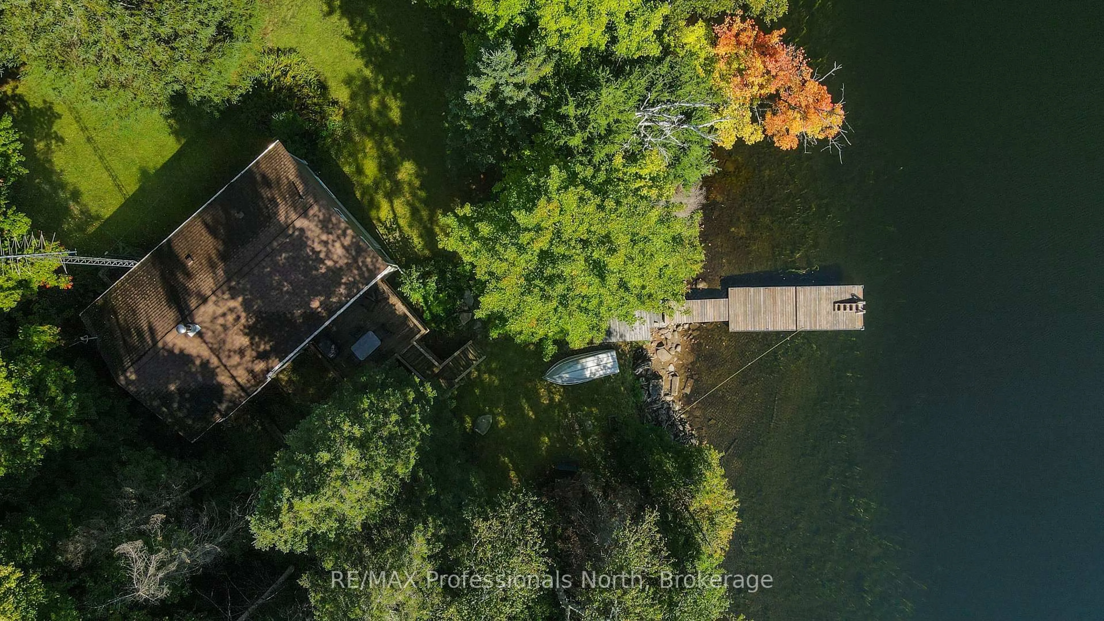 A pic from outside/outdoor area/front of a property/back of a property/a pic from drone, water/lake/river/ocean view for 1010 Koch Tr, Highlands East Ontario K0M 1S0