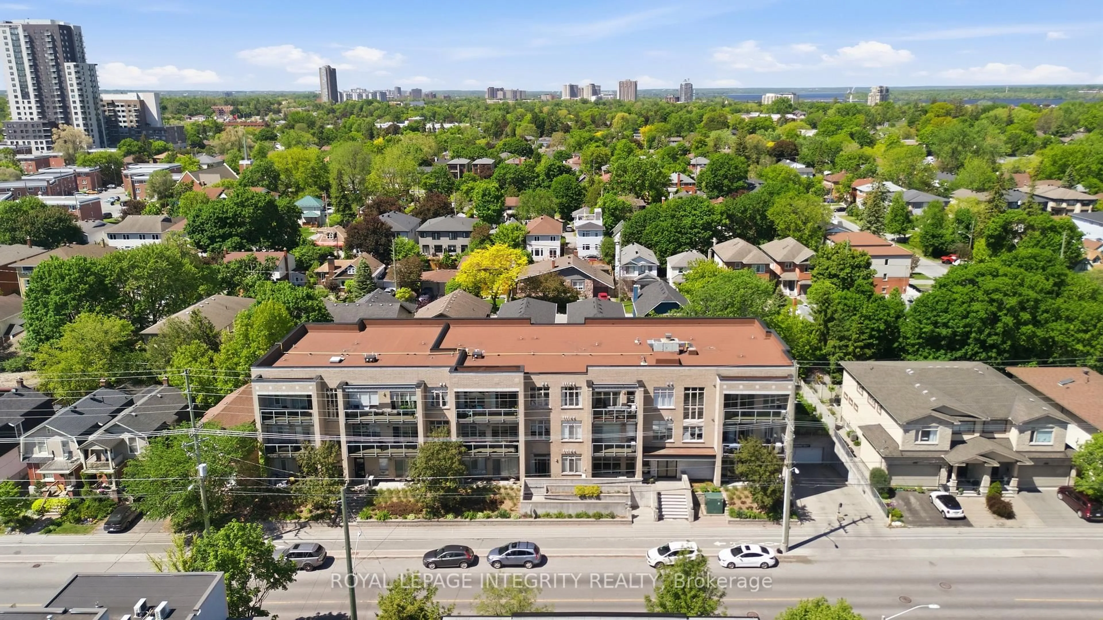 A pic from outside/outdoor area/front of a property/back of a property/a pic from drone, city buildings view from balcony for 682 Churchill Ave #310, Ottawa Ontario K1Z 5G5