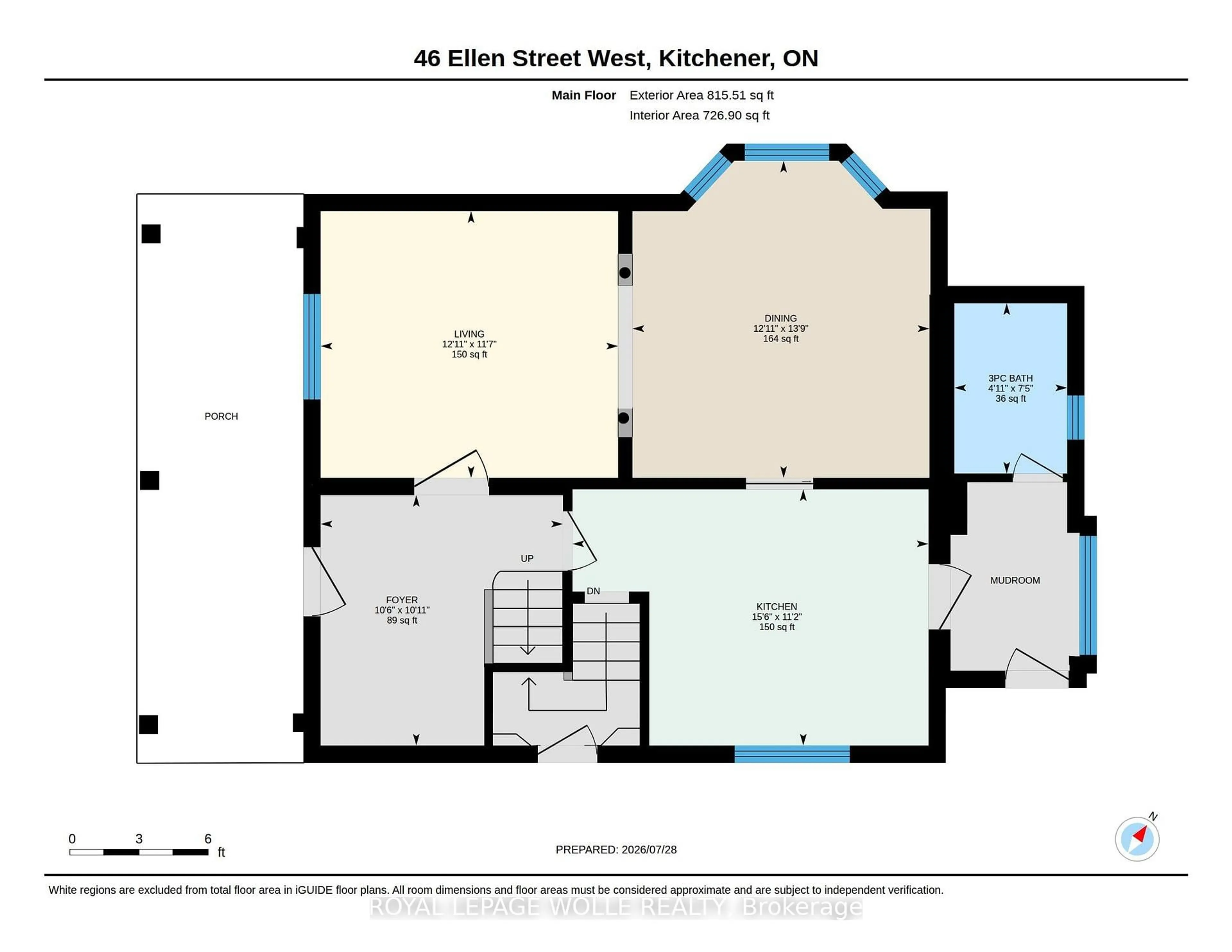 Floor plan for 46 Ellen St, Kitchener Ontario N2H 4K3
