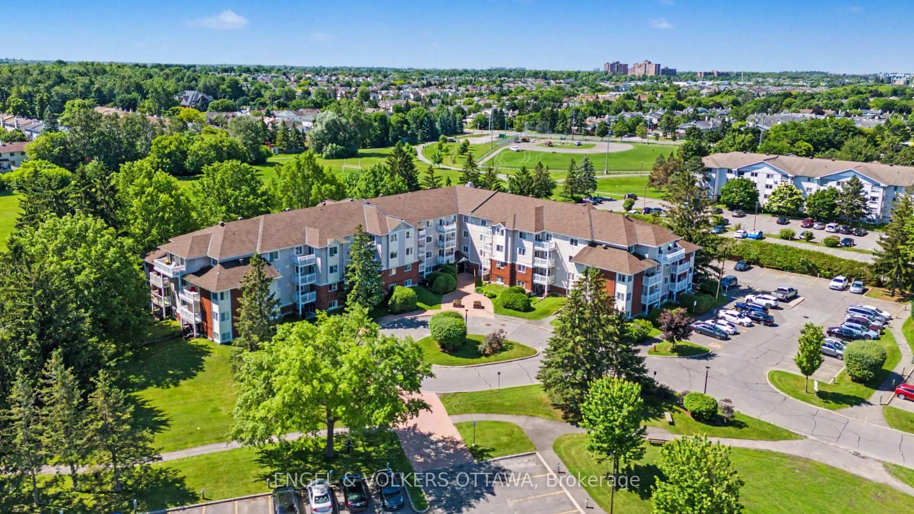 A pic from outside/outdoor area/front of a property/back of a property/a pic from drone, city buildings view from balcony for 268 Lorry Greenberg Dr #106, Ottawa Ontario K1T 3K1