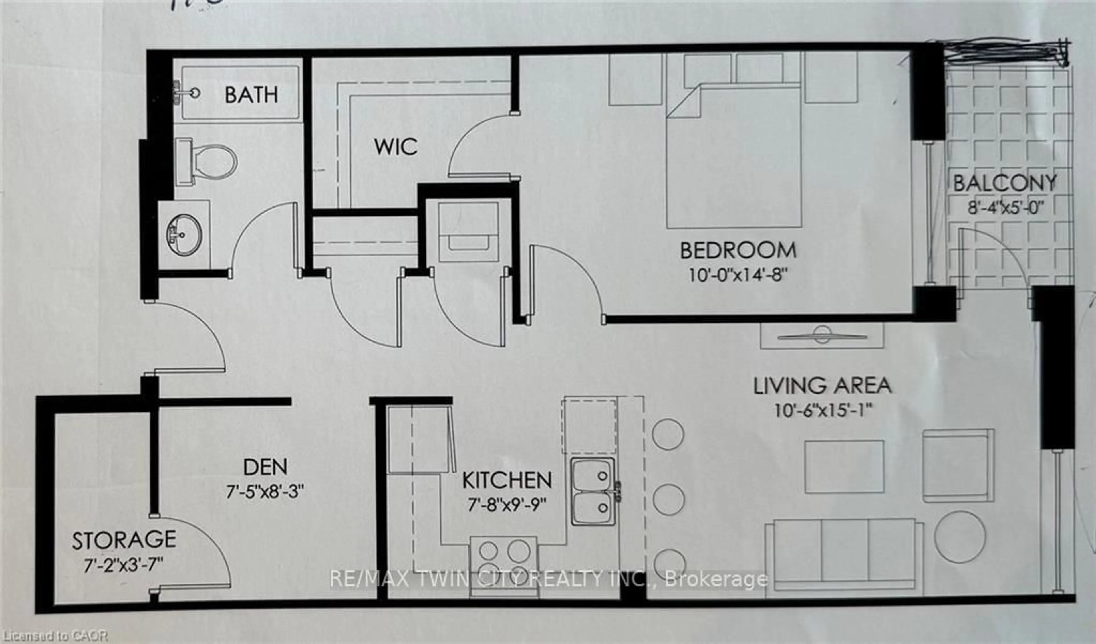 Floor plan for 100 Garment St #910, Waterloo Ontario N2G 0C3