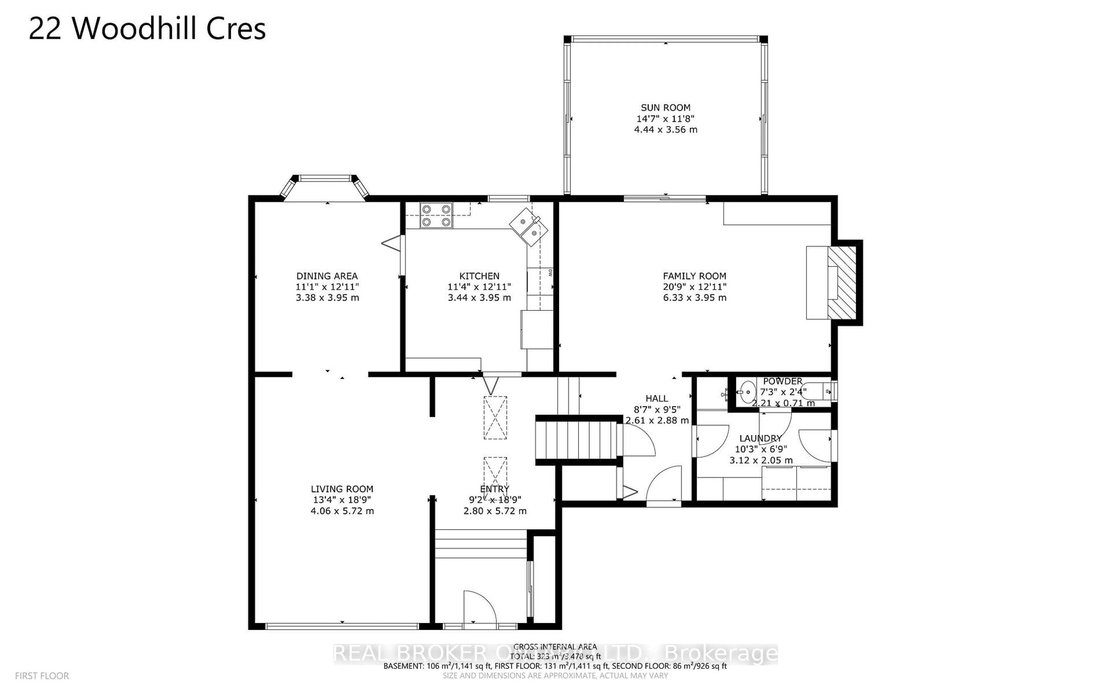 Floor plan for 22 Woodhill Cres, Ottawa Ontario K1B 3B6