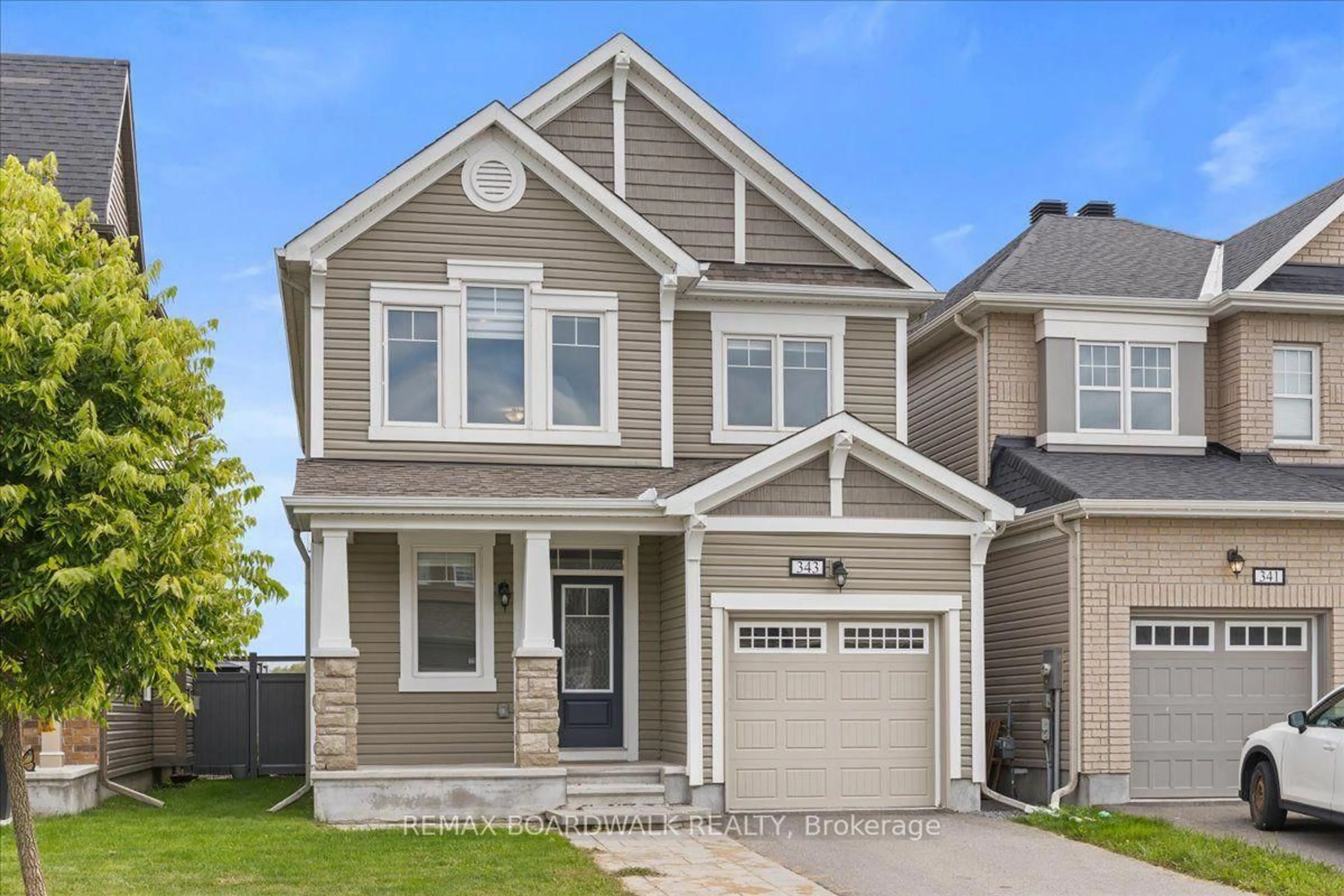 Home with vinyl exterior material, street for 343 SWEETCLOVER Way, Ottawa Ontario K4A 1E6