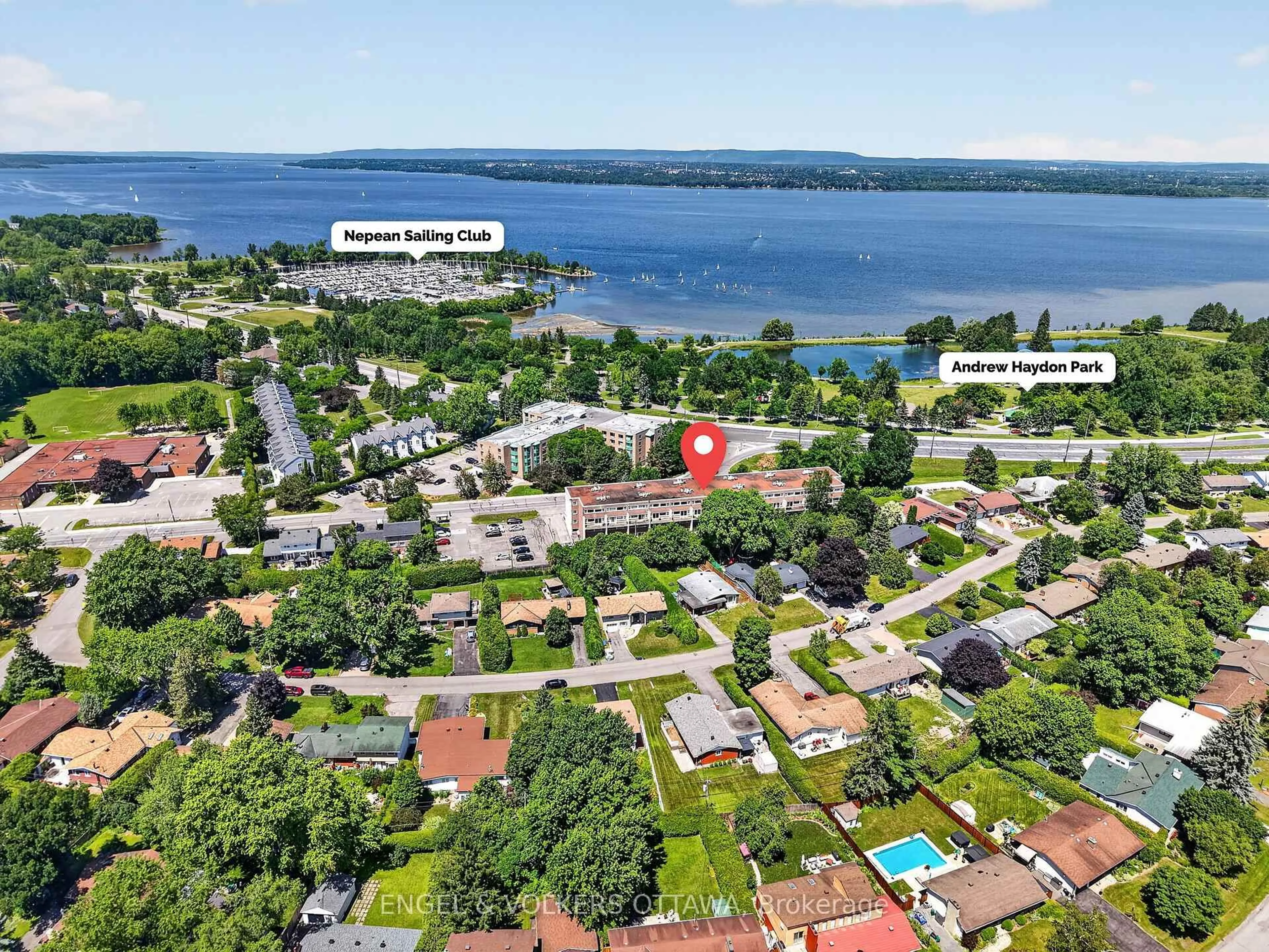 A pic from outside/outdoor area/front of a property/back of a property/a pic from drone, water/lake/river/ocean view for 12 Corkstown Rd #119, Ottawa Ontario K2H 5B3