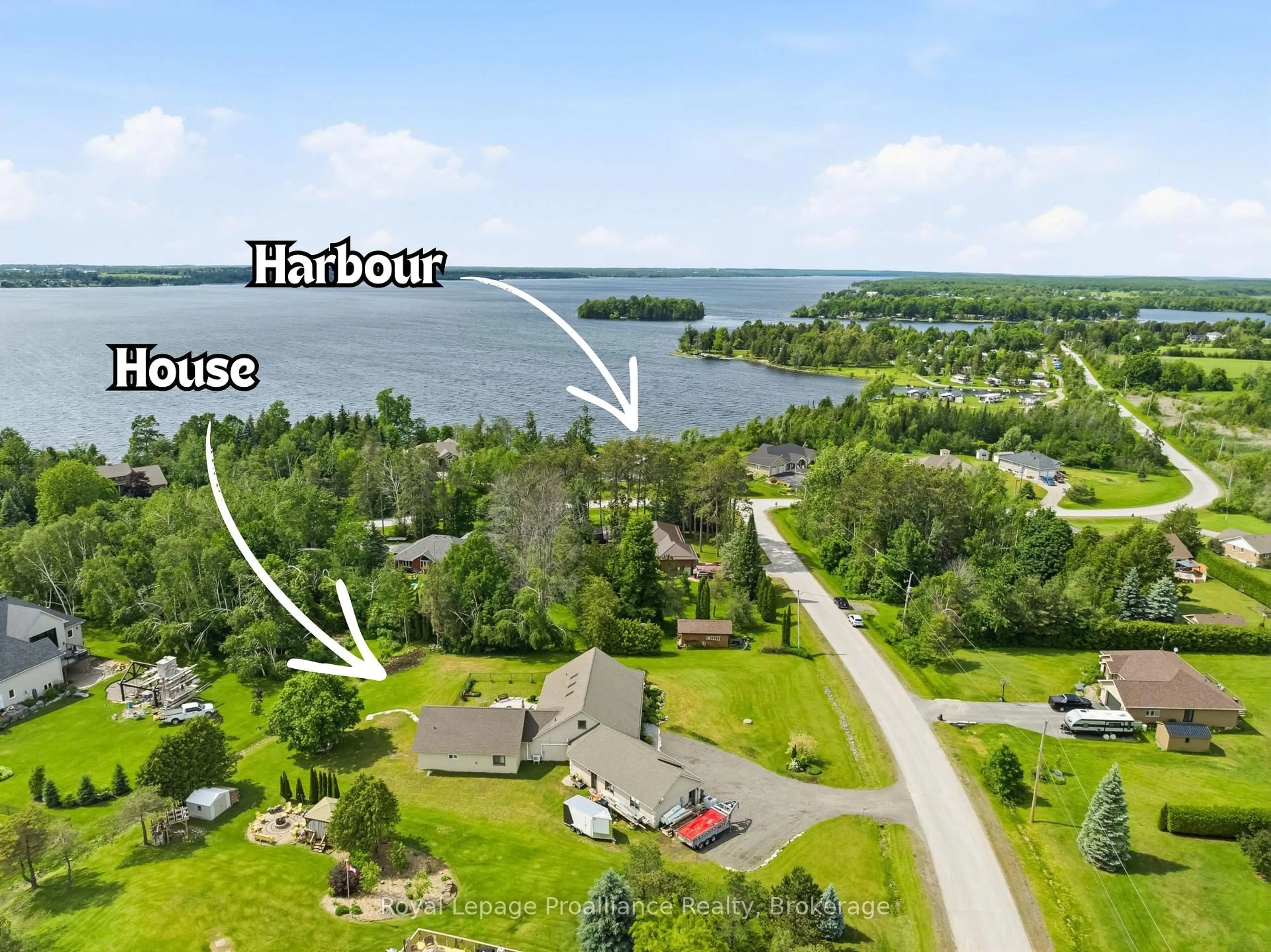 A pic from outside/outdoor area/front of a property/back of a property/a pic from drone, water/lake/river/ocean view for 1646 Harriet Lane, Selwyn Ontario K0L 1T0