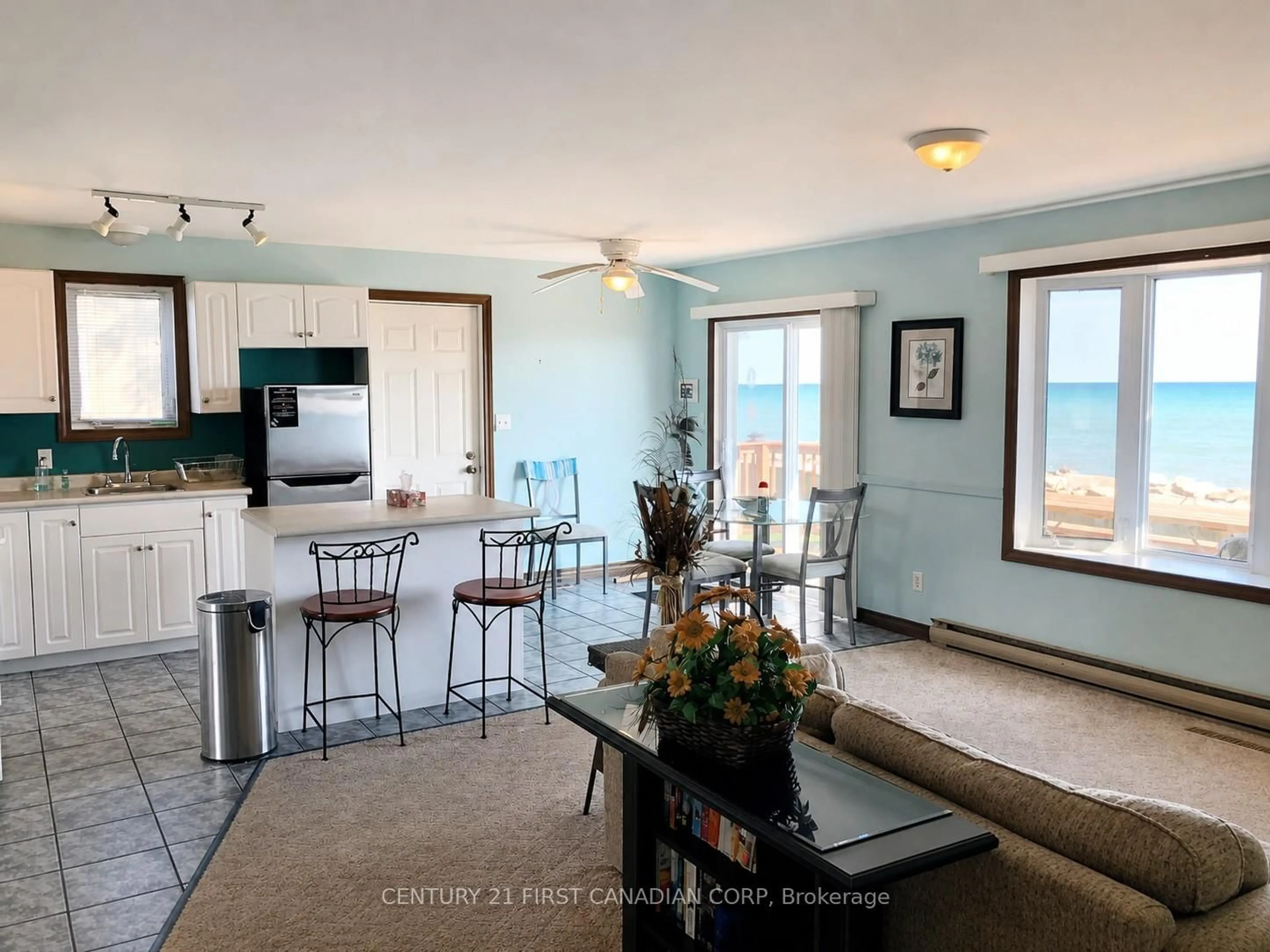 Open concept kitchen, ceramic/tile floor for 18008 Erie Shore Dr, Chatham-Kent Ontario N0P 1A0
