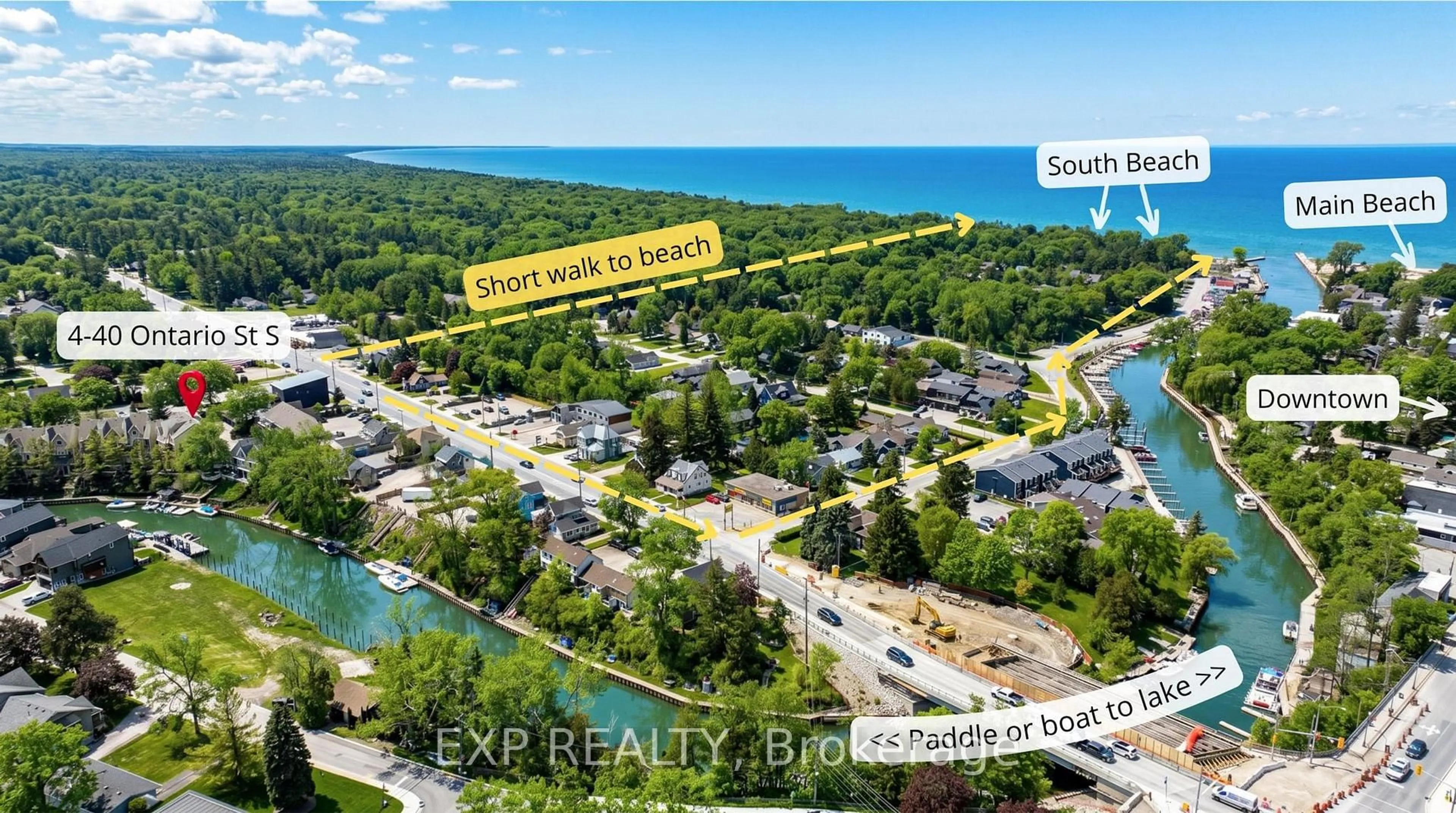 A pic from outside/outdoor area/front of a property/back of a property/a pic from drone, water/lake/river/ocean view for 40 Ontario St #4, Lambton Shores Ontario N0M 1T0