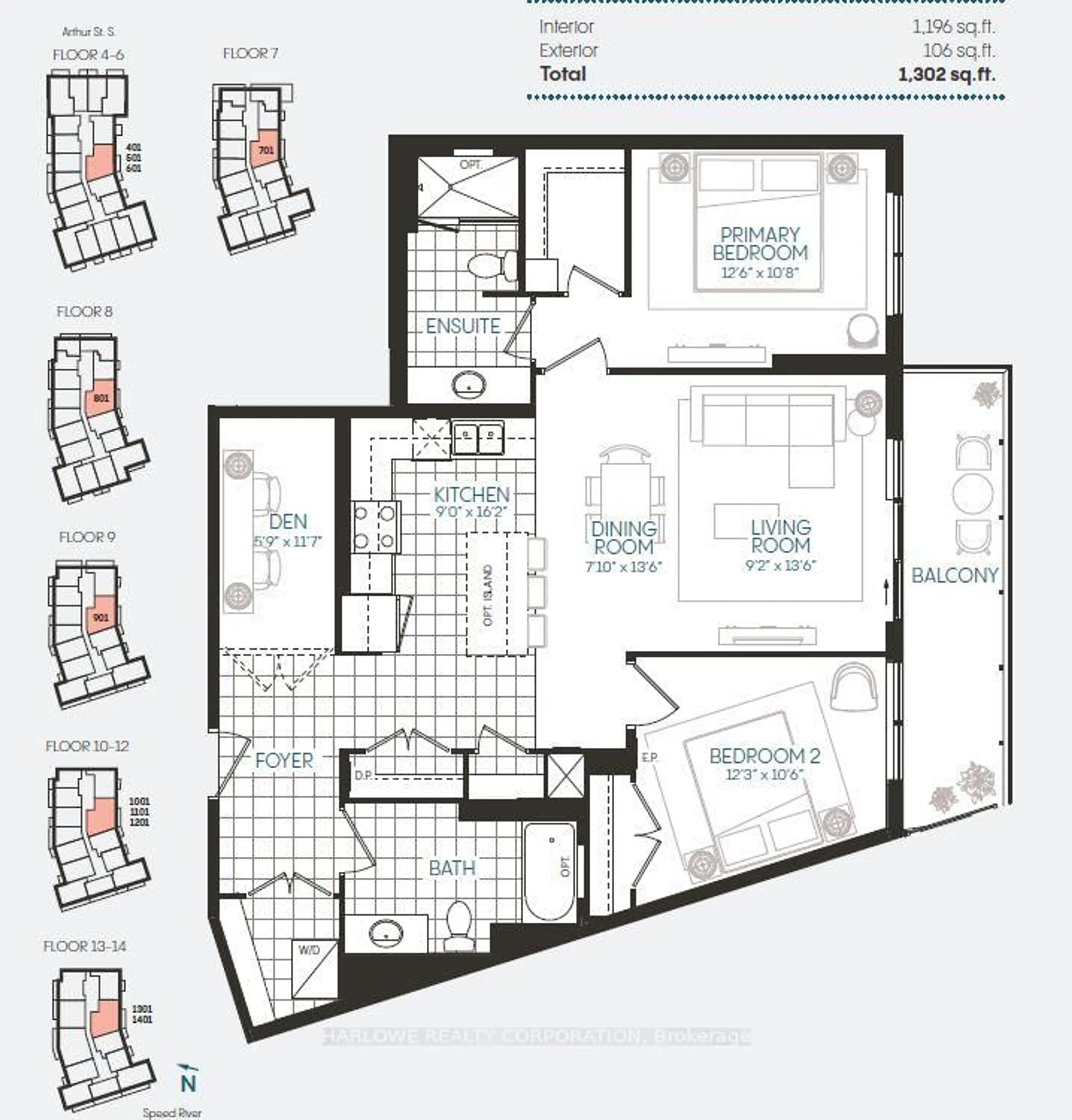 Floor plan for 93 Arthur St #501, Guelph Ontario N1E 0T3