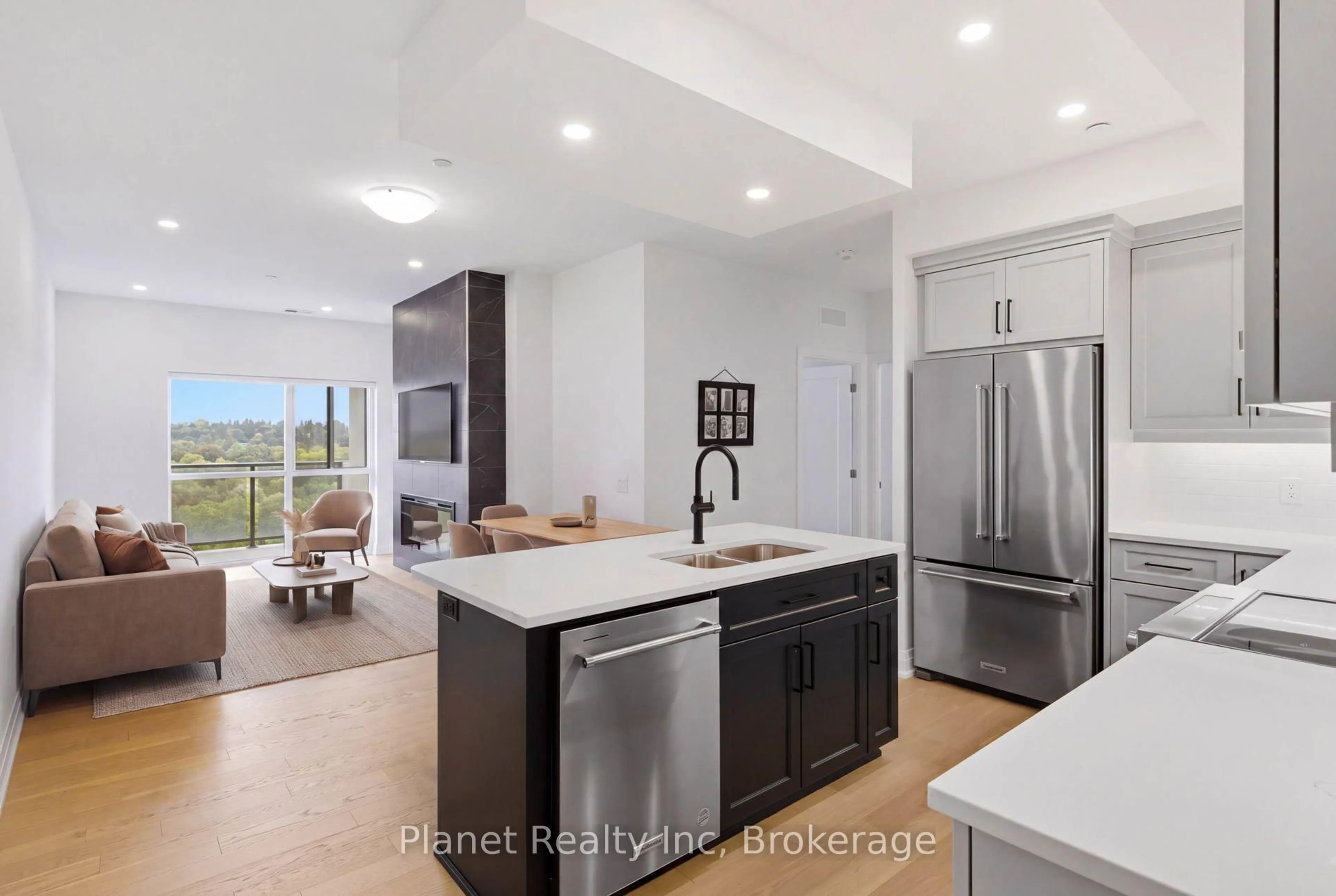 Open concept kitchen, ceramic/tile floor for 71 Wyndham St #1003, Guelph Ontario N1E 5R3