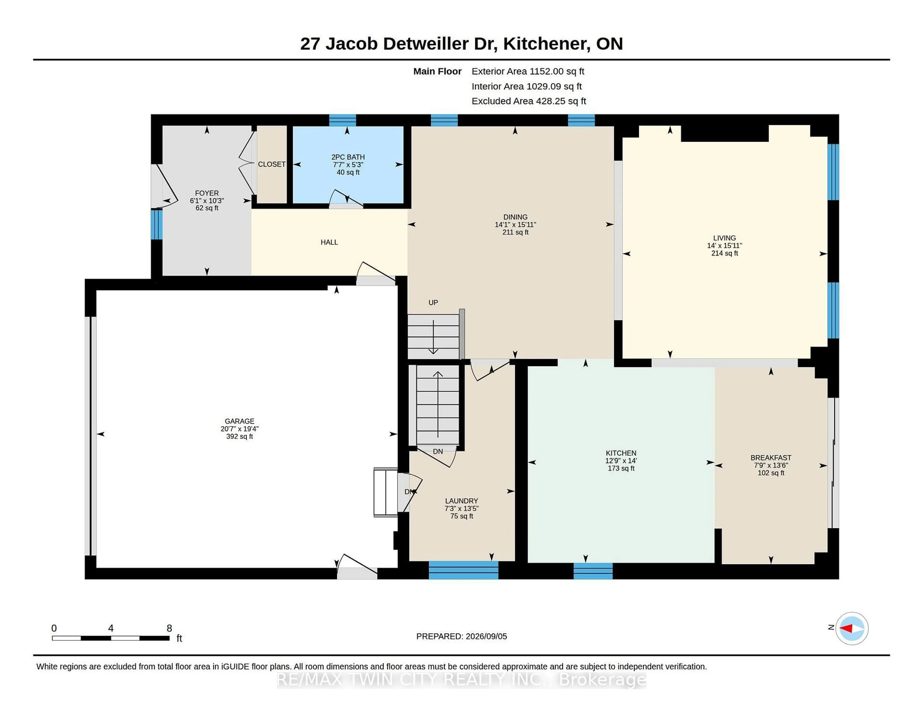 Floor plan for 27 Jacob Detweiller Dr, Kitchener Ontario N2P 0K7