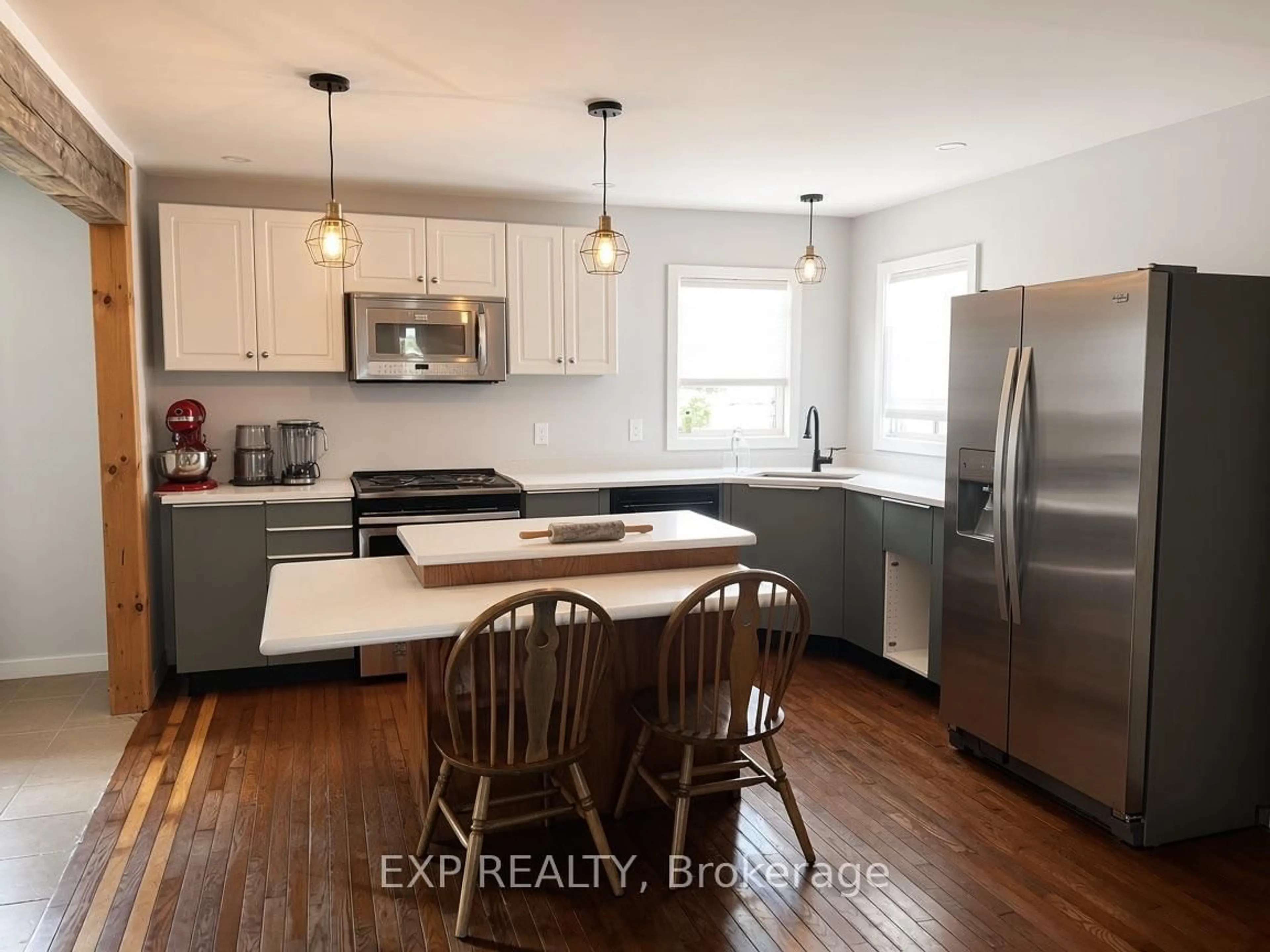 Open concept kitchen, wood/laminate floor for 155 North St, Southwest Middlesex Ontario N0L 1M0