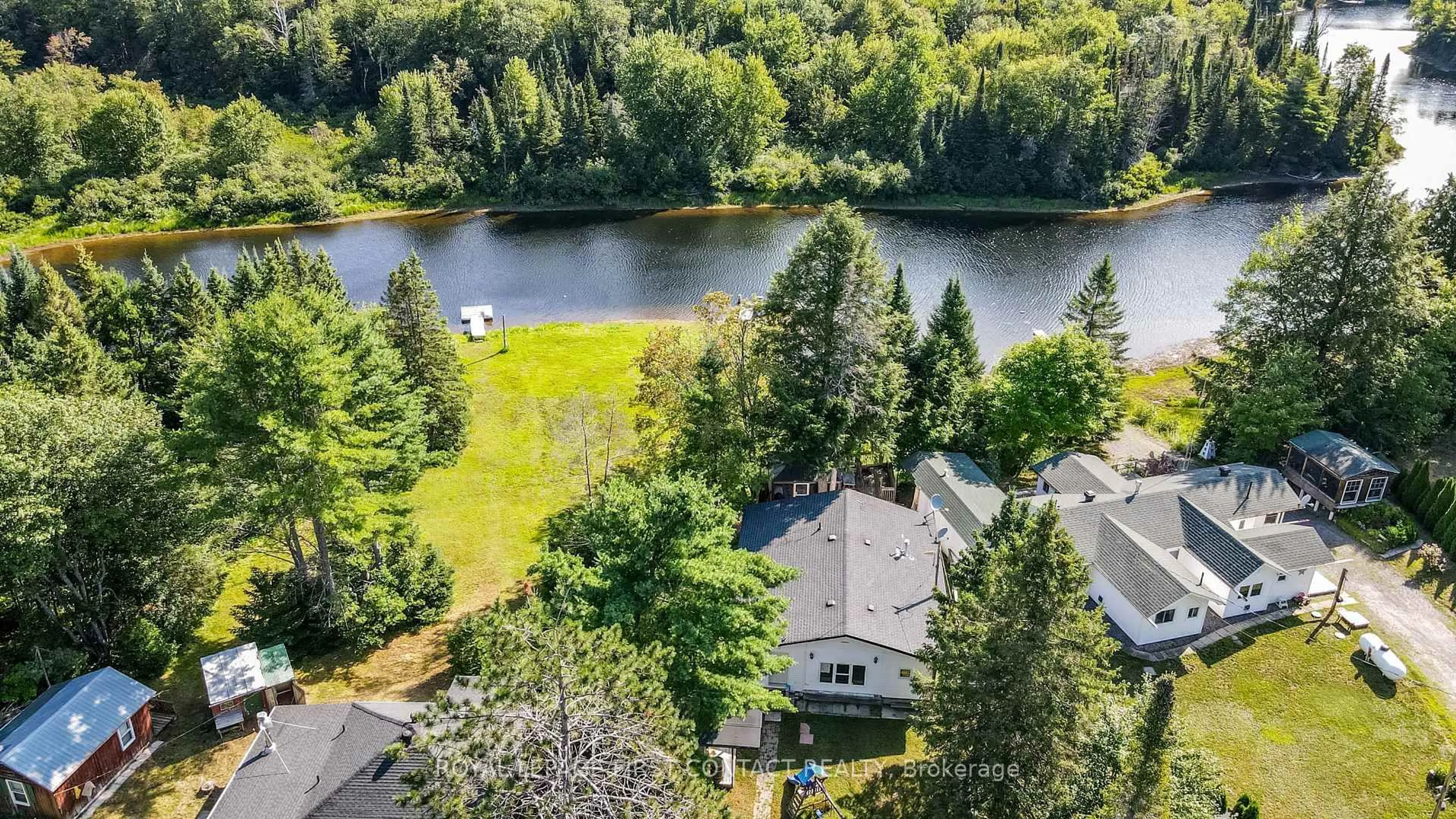 A pic from outside/outdoor area/front of a property/back of a property/a pic from drone, water/lake/river/ocean view for 1088 Colony Rd, Lake of Bays Ontario P1L 1X3