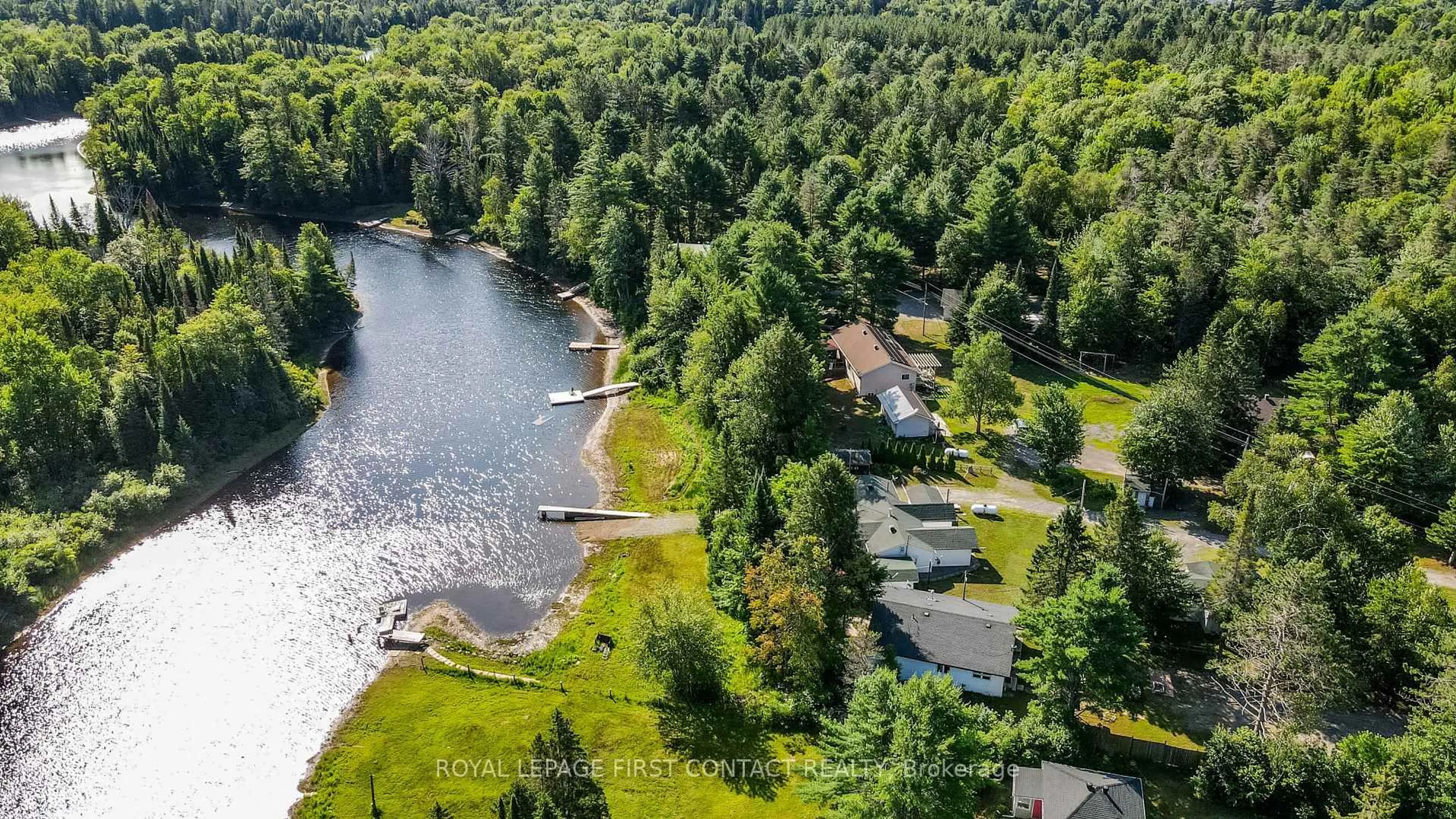 A pic from outside/outdoor area/front of a property/back of a property/a pic from drone, water/lake/river/ocean view for 1088 Colony Rd, Lake of Bays Ontario P1L 1X3