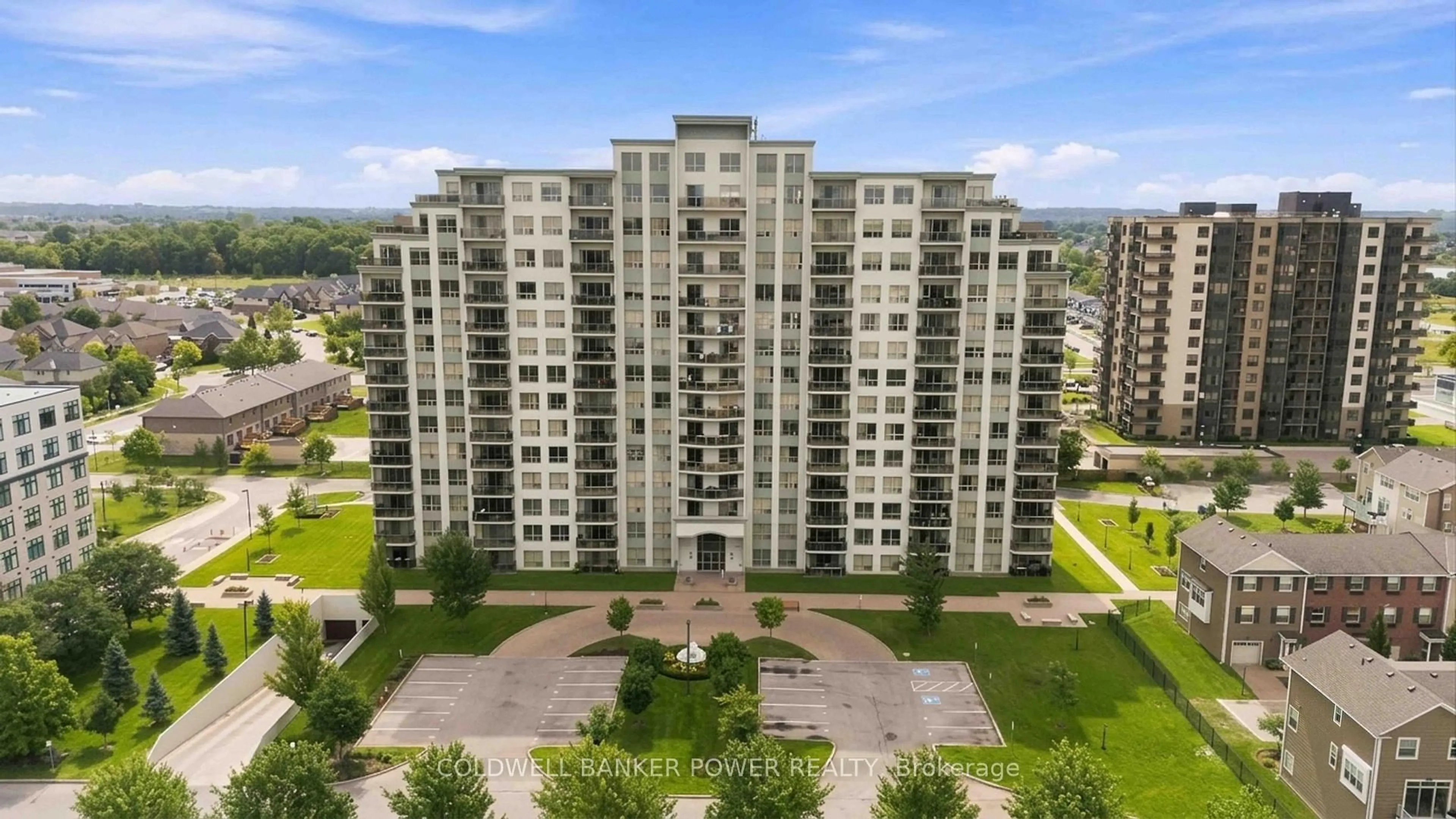 A pic from outside/outdoor area/front of a property/back of a property/a pic from drone, city buildings view from balcony for 1030 Coronation Dr #305, London North Ontario N6G 0G5
