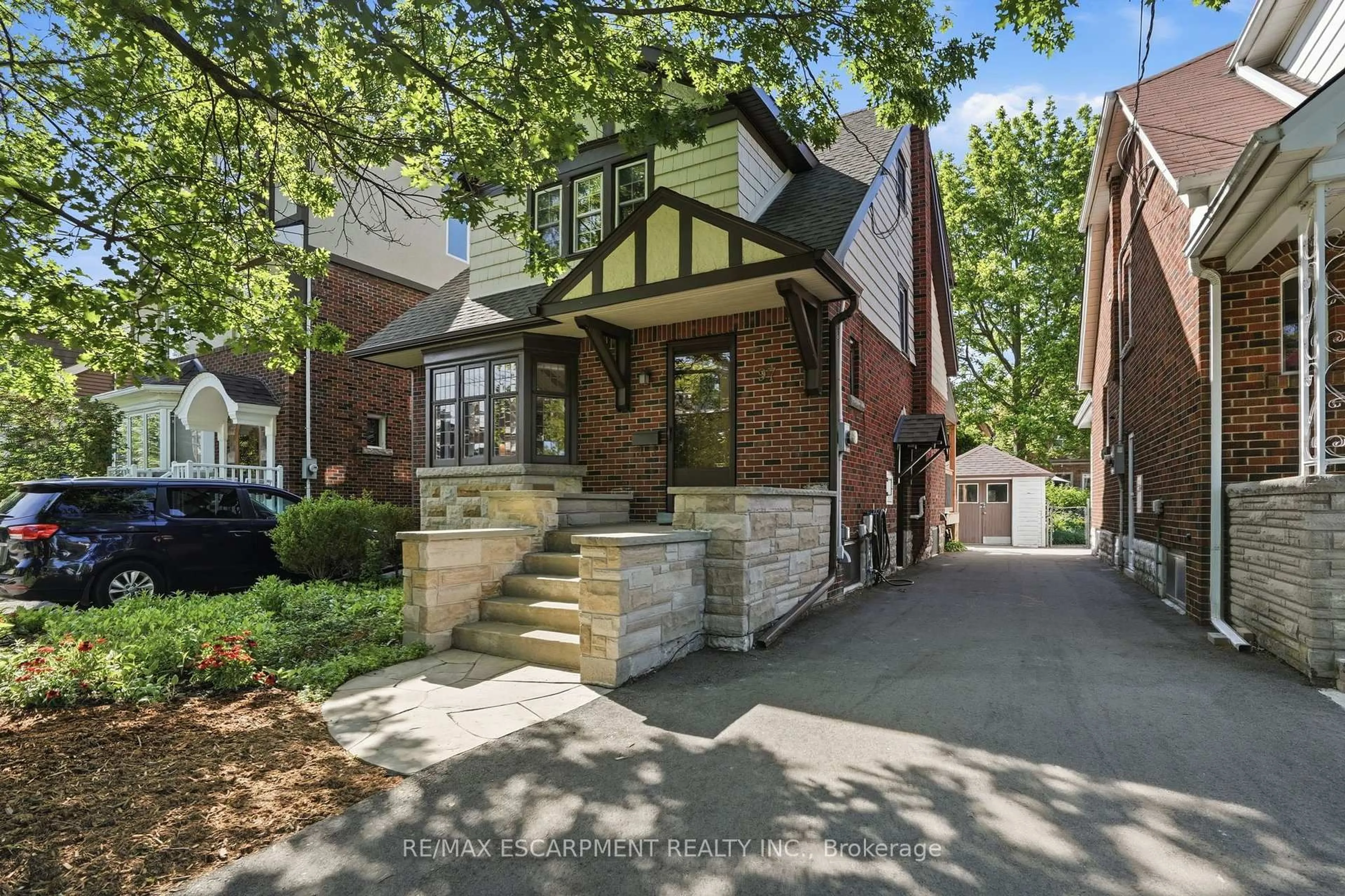 Home with brick exterior material, street for 97 Cline Ave, Hamilton Ontario L8S 3Z5
