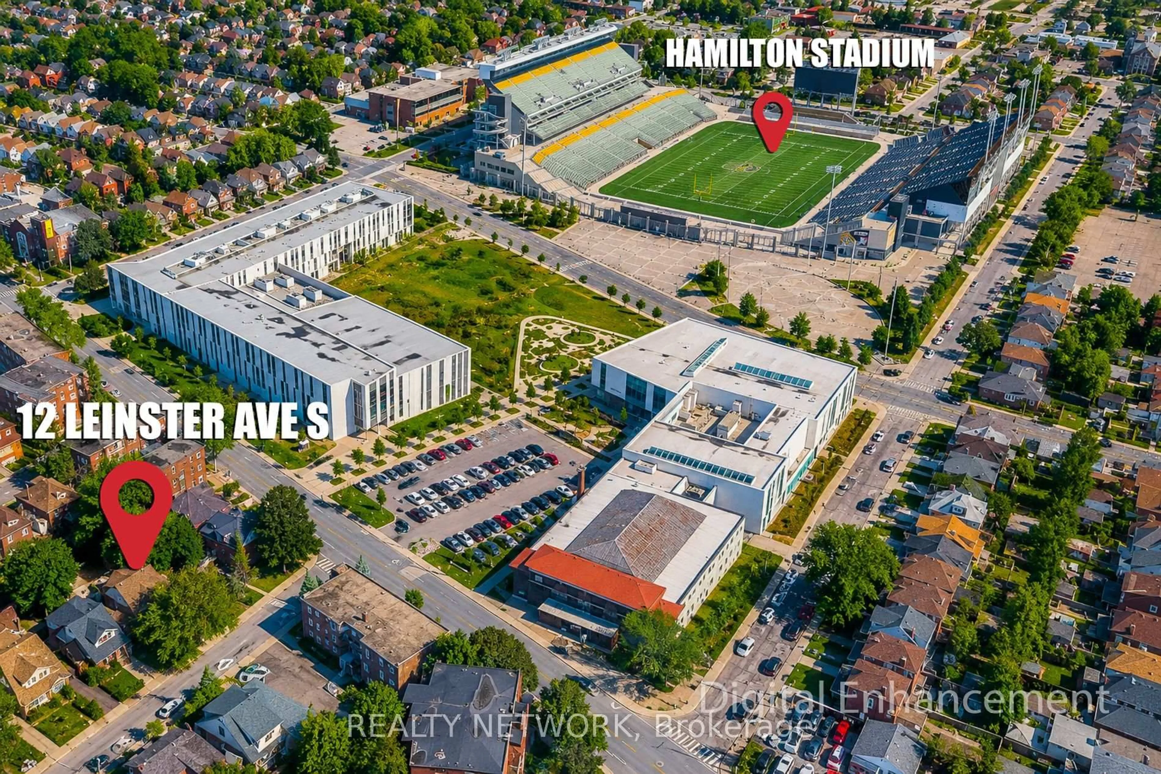 A pic from outside/outdoor area/front of a property/back of a property/a pic from drone, street for 12 Leinster Ave, Hamilton Ontario L8M 3A1