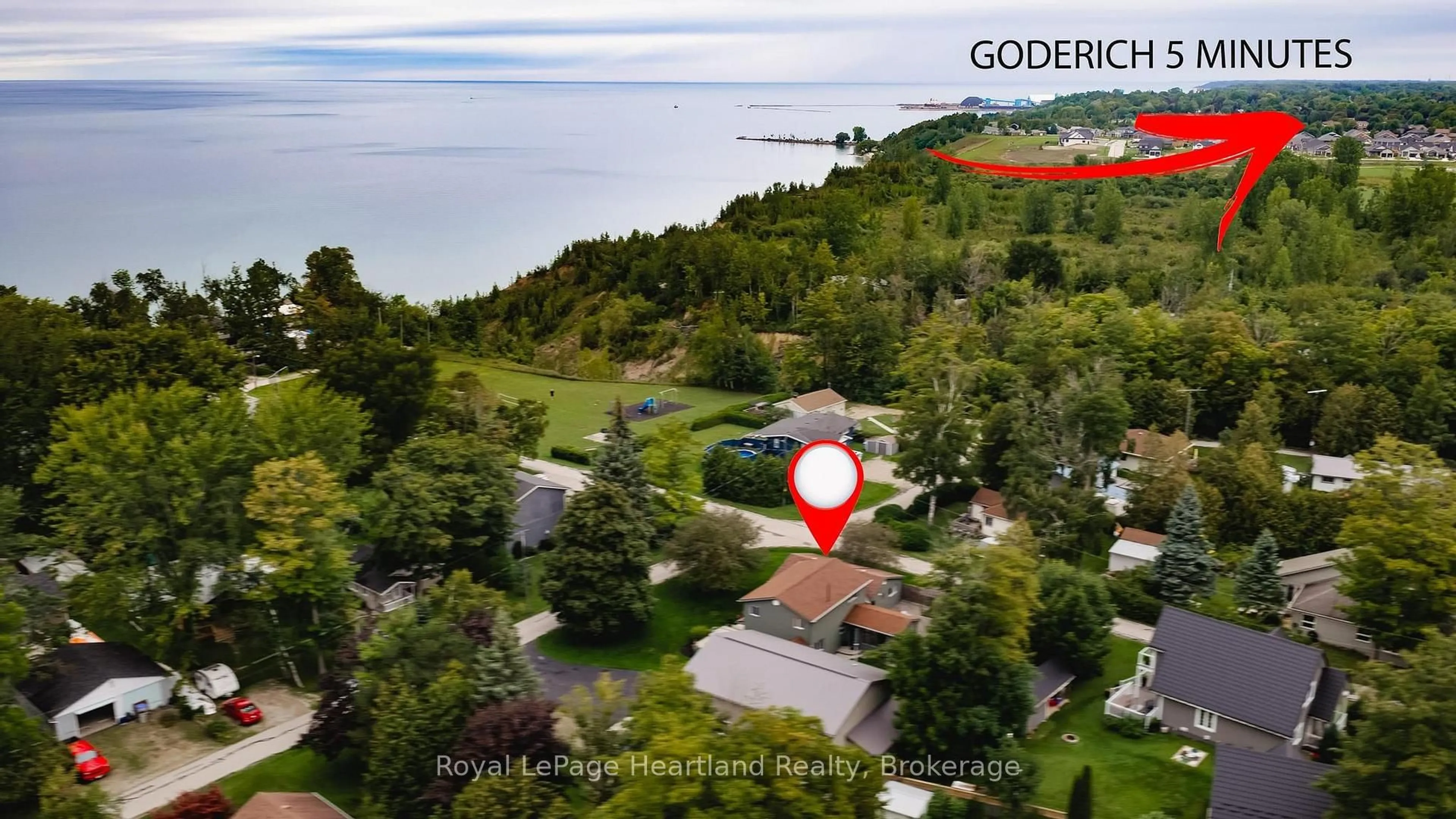 A pic from outside/outdoor area/front of a property/back of a property/a pic from drone, water/lake/river/ocean view for 23 Park Rd, Central Huron Ontario N7A 3X8