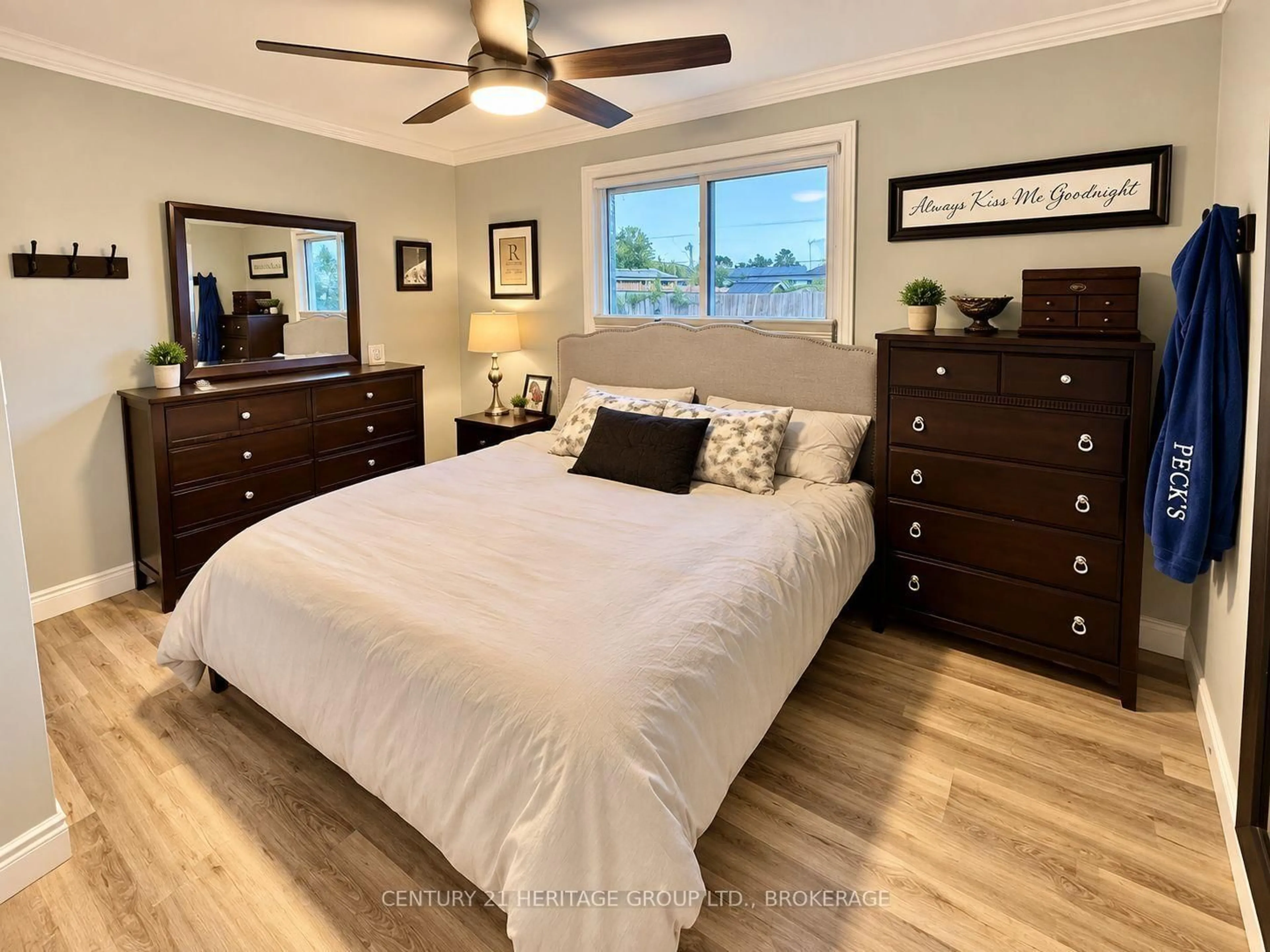 Bedroom with bed, wood/laminate floor for 34 Harvard Pl, Loyalist Ontario K7N 1J4