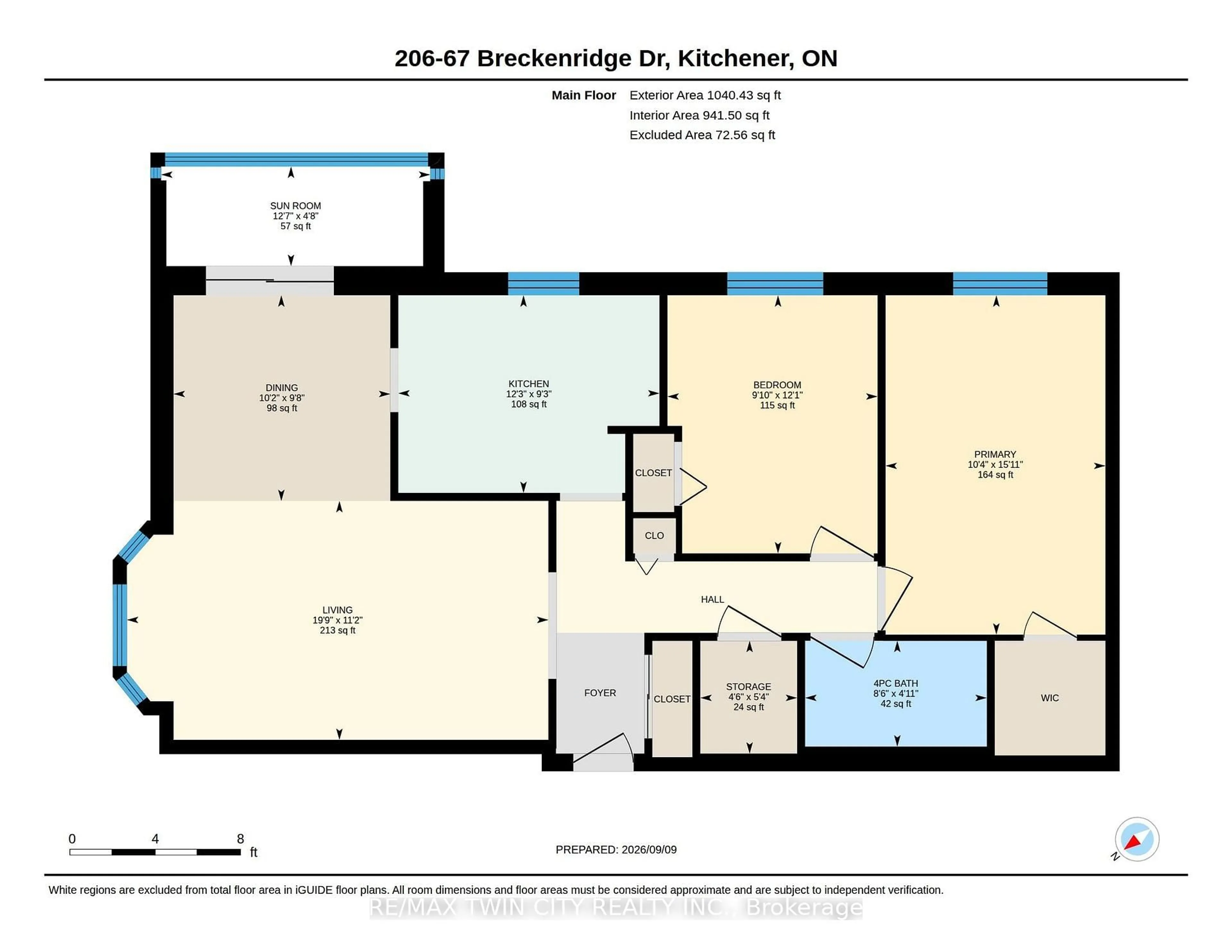 Floor plan for 67 Breckenridge Dr #206, Kitchener Ontario N2B 3R8