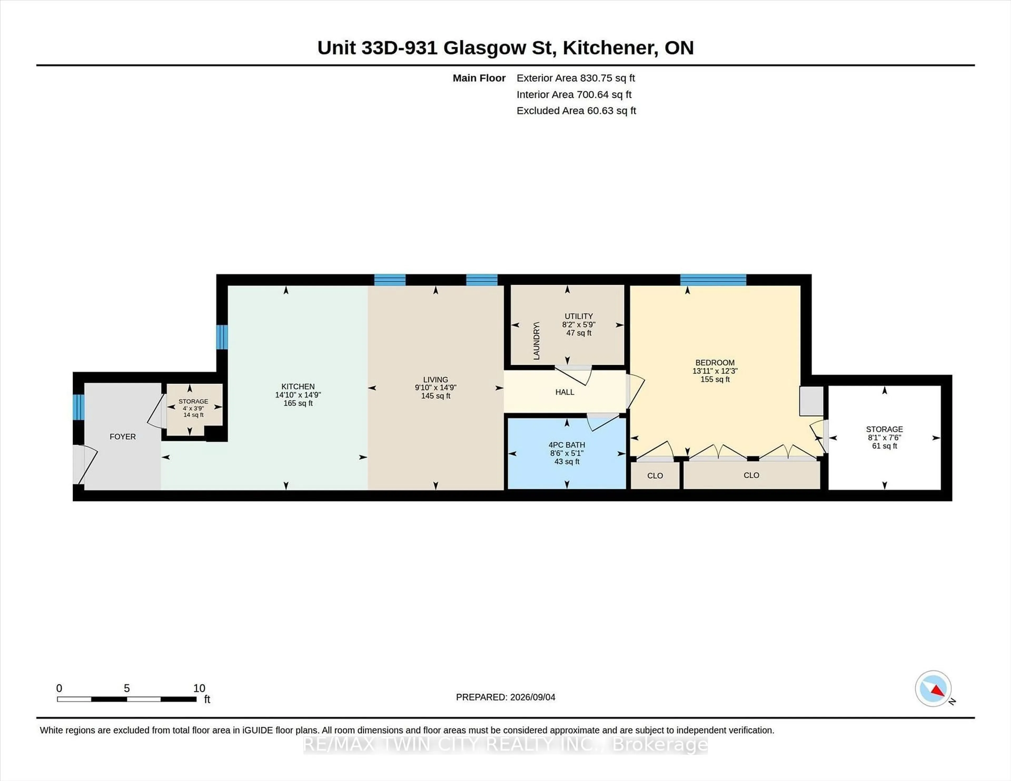 Floor plan for 931 Glasgow St #33D, Kitchener Ontario N2N 0B6