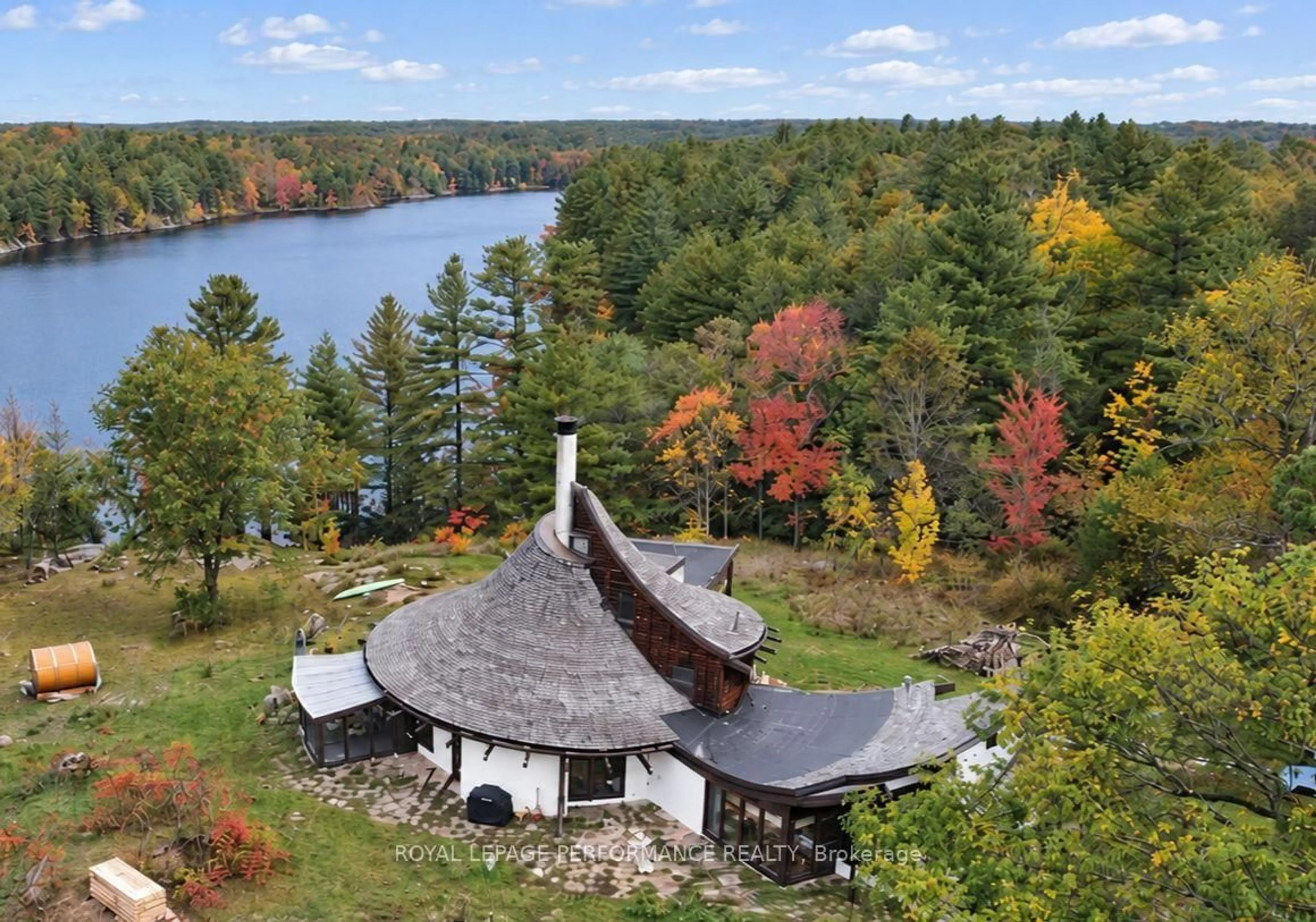 A pic from outside/outdoor area/front of a property/back of a property/a pic from drone, water/lake/river/ocean view for 1278 Anderson Rd, Sharbot Lake Ontario K0H 2P0