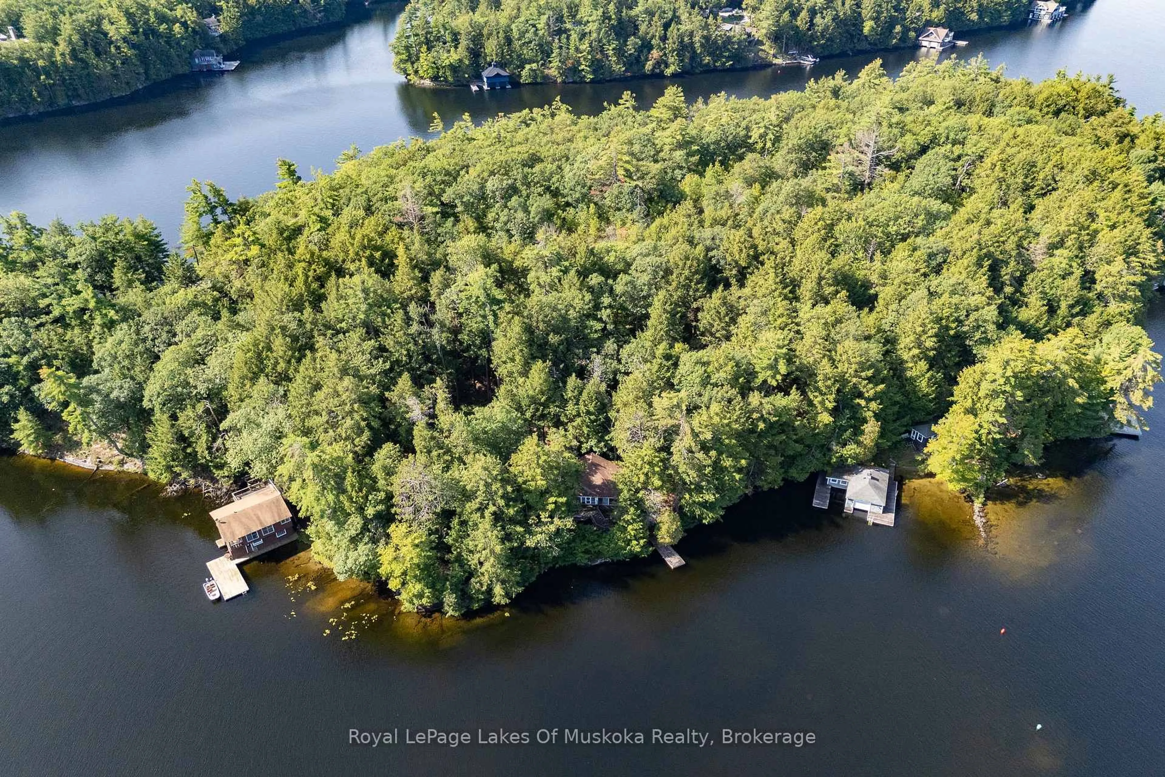 A pic from outside/outdoor area/front of a property/back of a property/a pic from drone, water/lake/river/ocean view for 2115 Lake Muskoka, Muskoka Lakes Ontario P0C 1M0