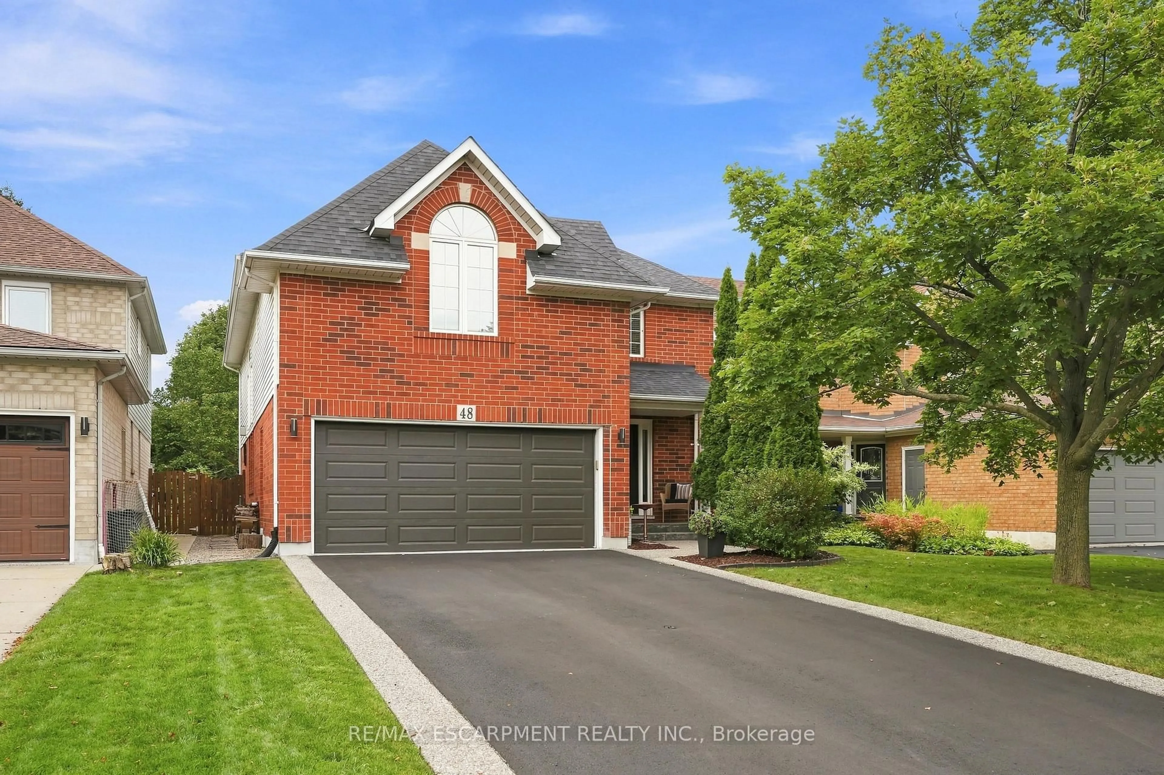 Home with brick exterior material, street for 48 Bridgeport Cres, Hamilton Ontario L9K 1K4