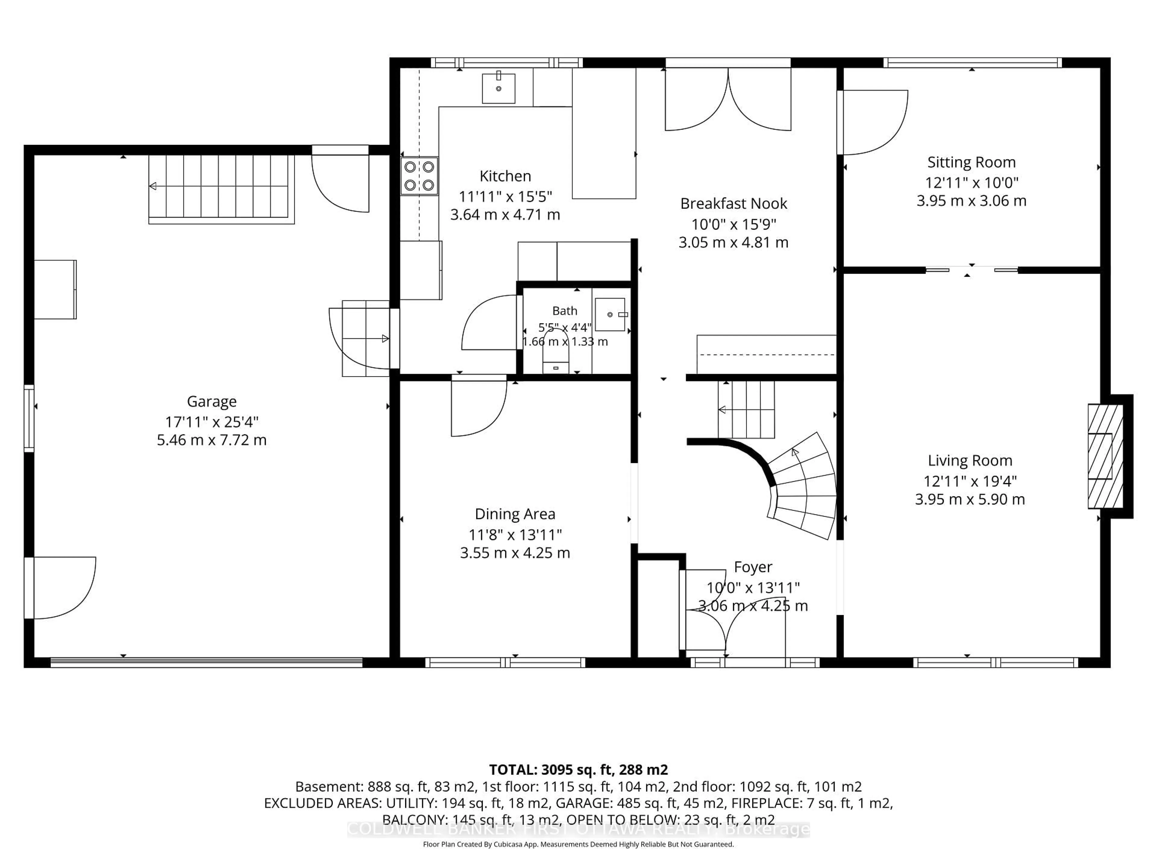Floor plan for 229 Crocus Ave, Ottawa Ontario K1H 6E7