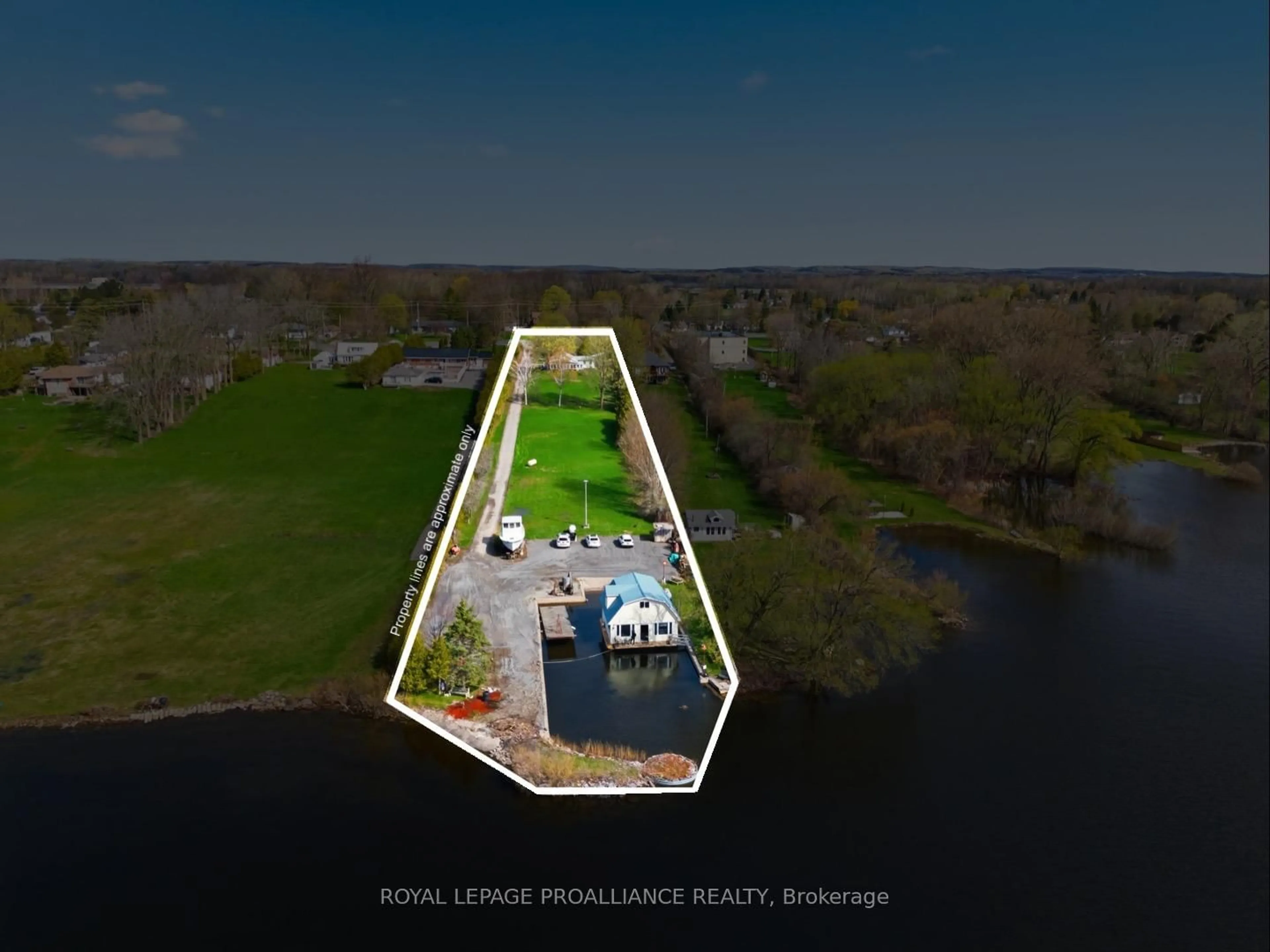 A pic from outside/outdoor area/front of a property/back of a property/a pic from drone, water/lake/river/ocean view for 578B Old Highway 2, Quinte West Ontario K8V 5P5