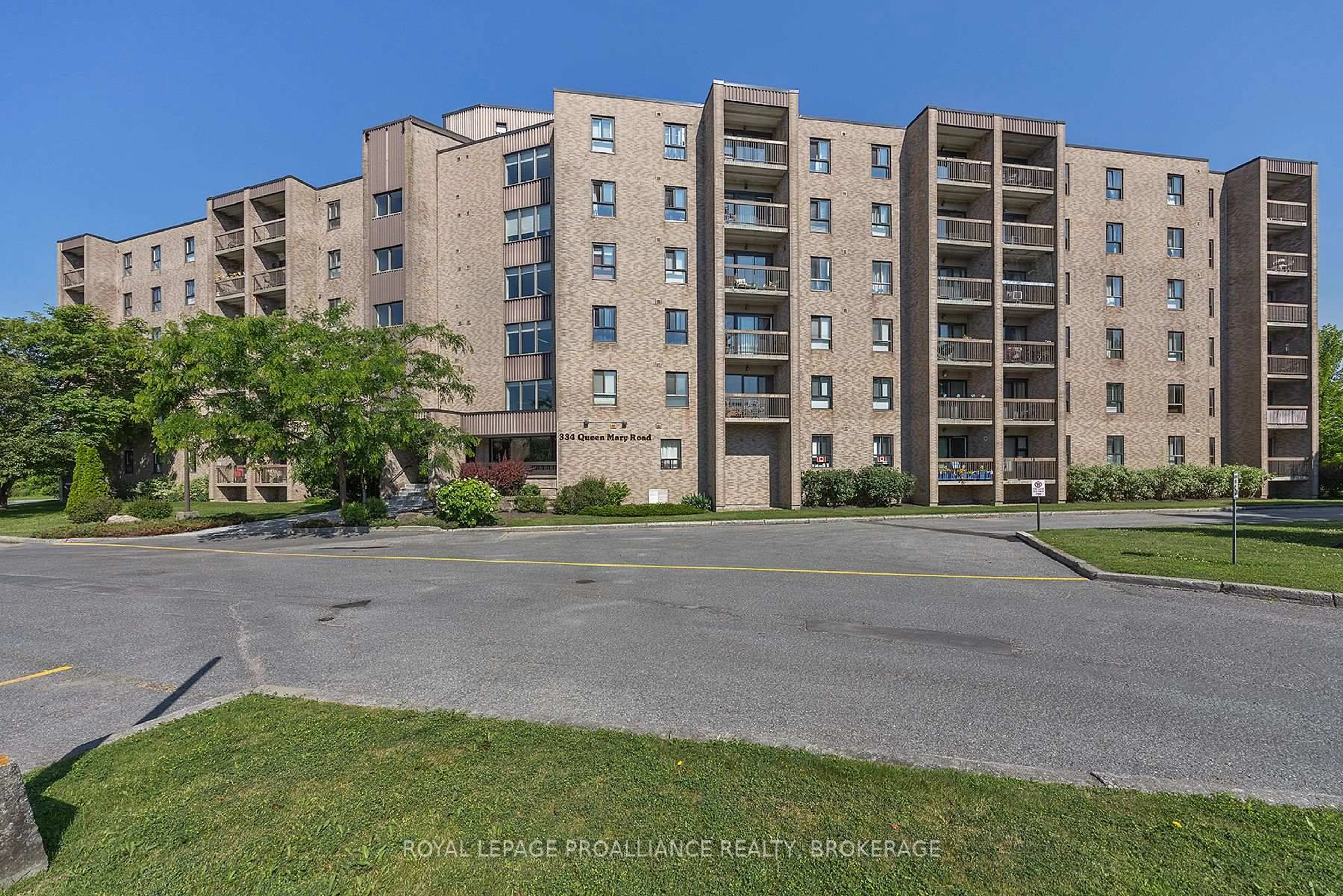 A pic from outside/outdoor area/front of a property/back of a property/a pic from drone, unknown for 334 Queen Mary Rd #215, Kingston Ontario K7M 7E7