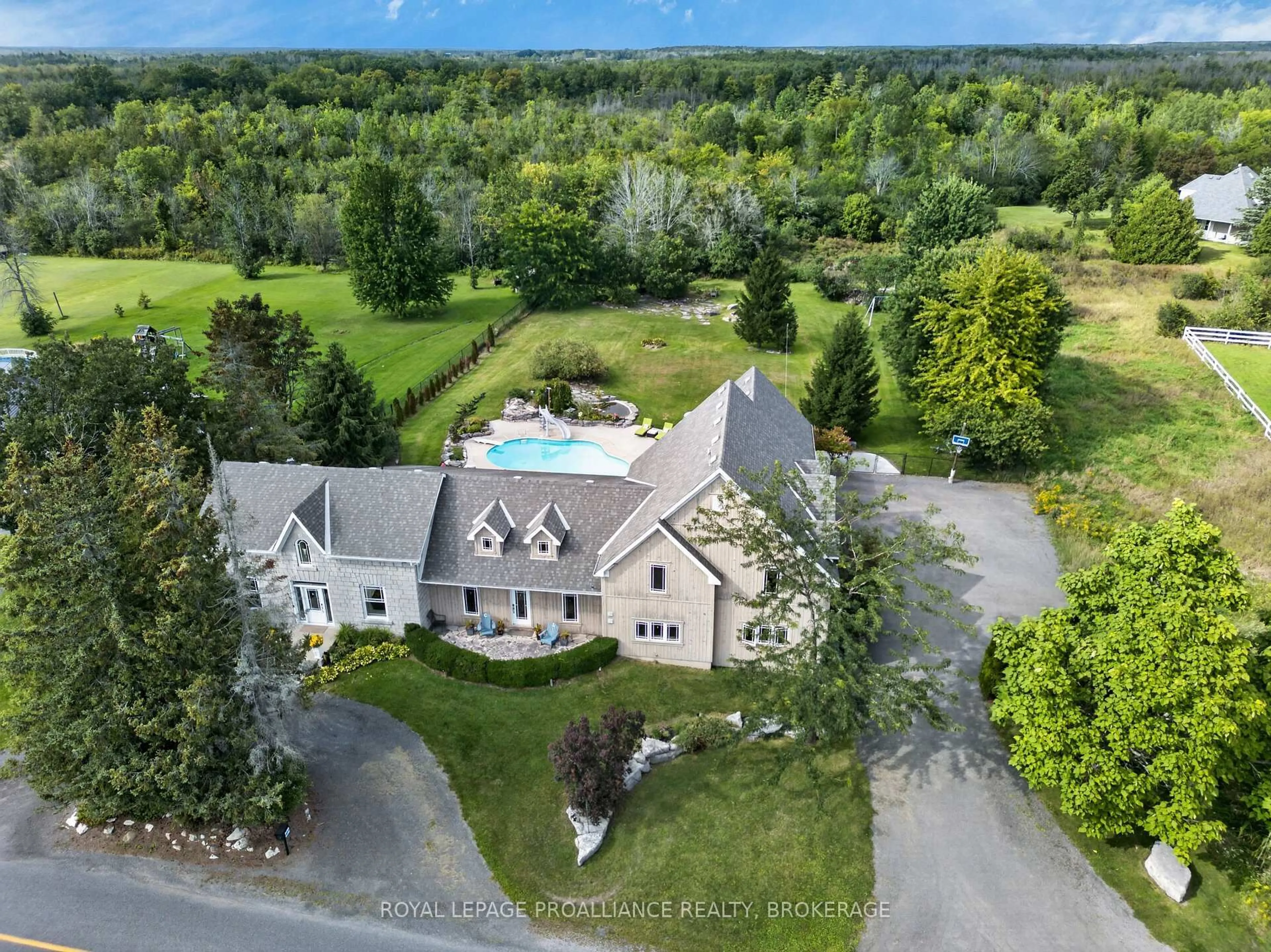 A pic from outside/outdoor area/front of a property/back of a property/a pic from drone, unknown for 3994 Howes Rd, Bissett Creek Ontario K0H 2H0